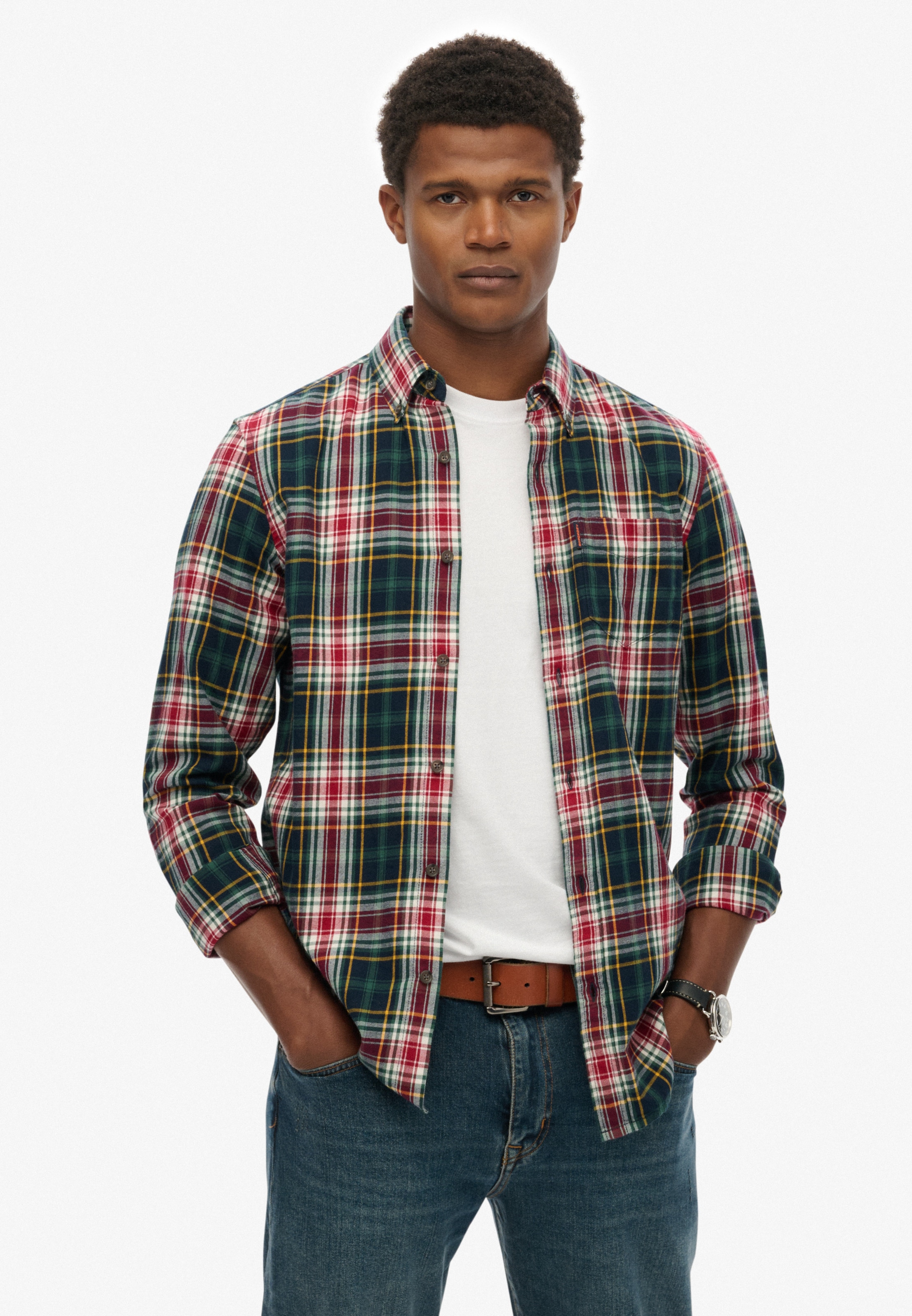 Superdry Langarmhemd »VINTAGE CHECK SHIRT« in grün, Größe XL