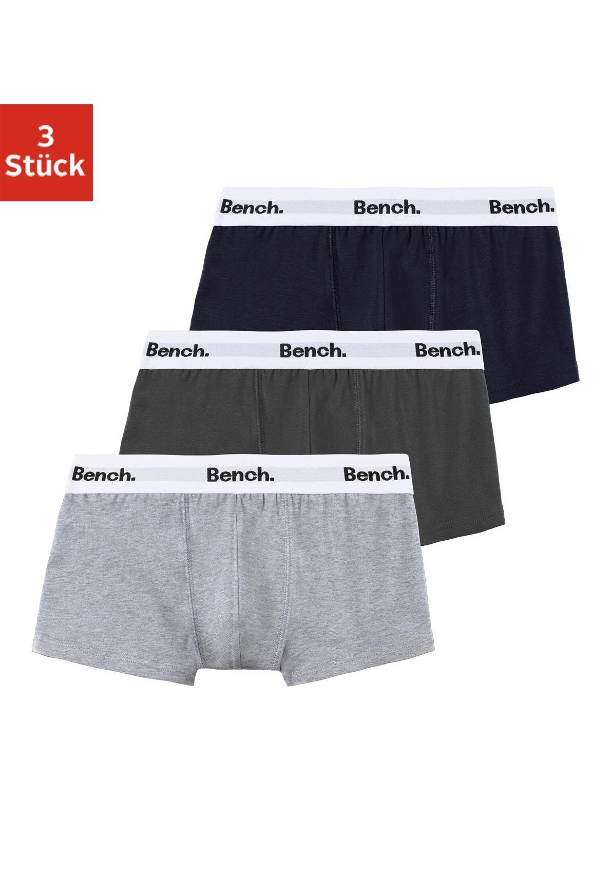 Bench. Boxer »Boxershorts für Jungen«, (Packung, 3 St.), mit weißem Bund mit Bench Schriftzug