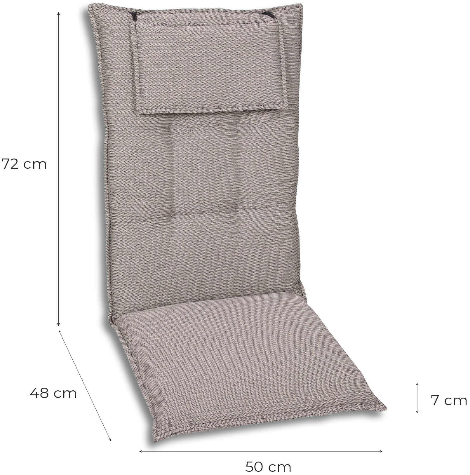 GO-DE Hochlehnerauflage Maße ca.: 50 cm x 120 cm x 7 cm