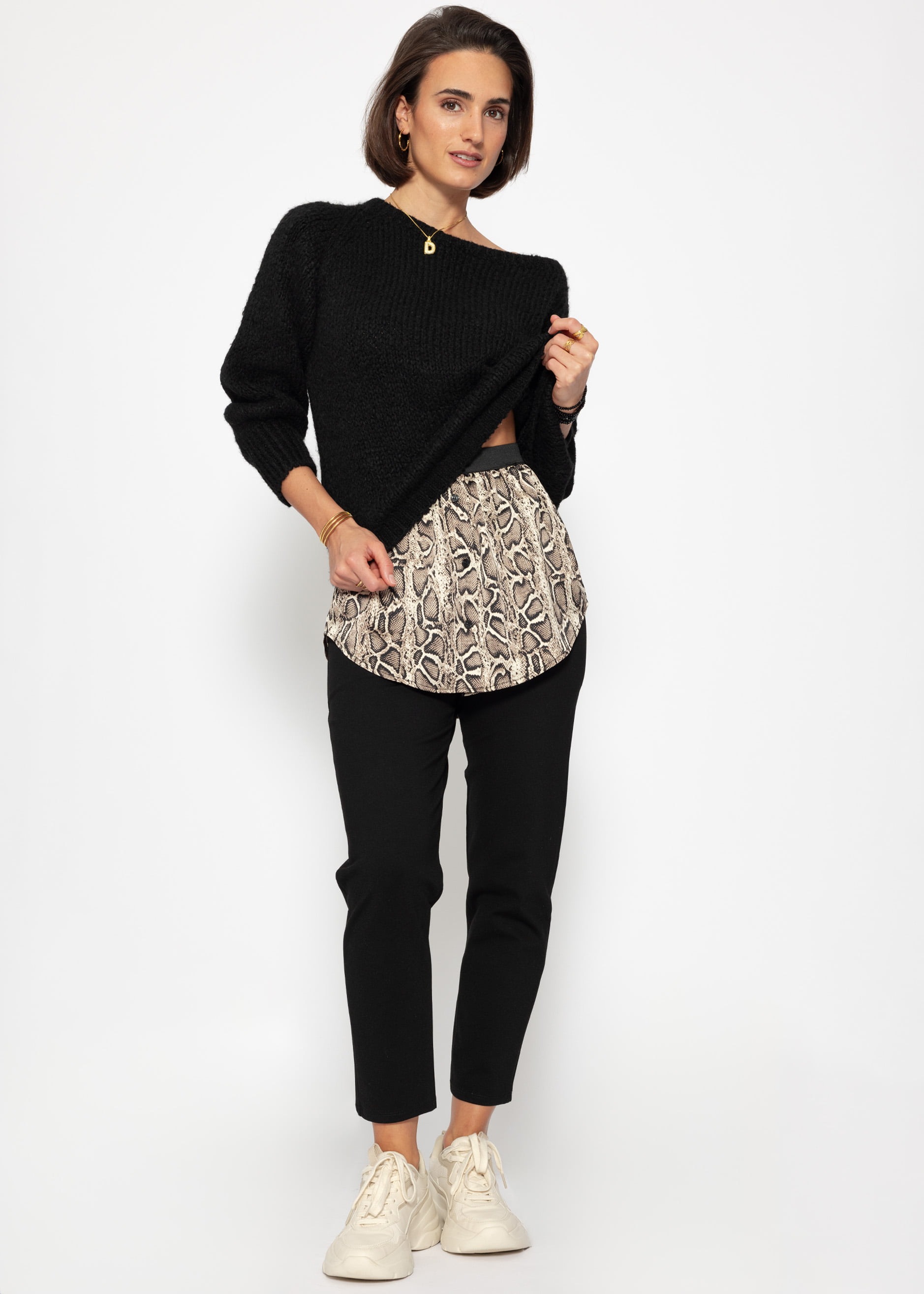SASSYCLASSY Unterrock »Blusenrock« Eleganter Unterrock mit elastischem Bund und Knopfleiste Schwarz