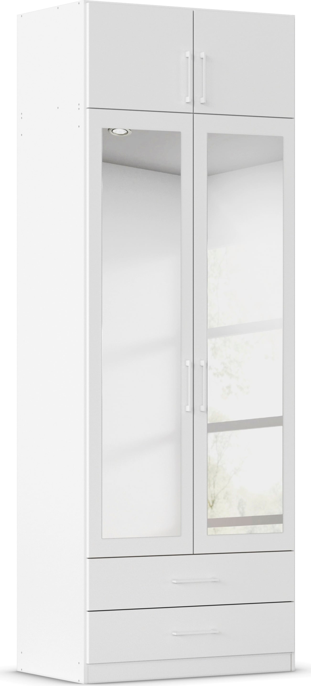 rauch Kleiderschrank »Schrank Garderobe Wäscheschrank GAMMA in 4 Breiten 91-226 cm« 3 verschiedene Ausstattungen BASIC/CLASSIC/PREMIUM (inkl. SOFT-CLOSE),  mit Schubladen und Schrankaufsatz sowie Spiegel MADE IN GERMANY