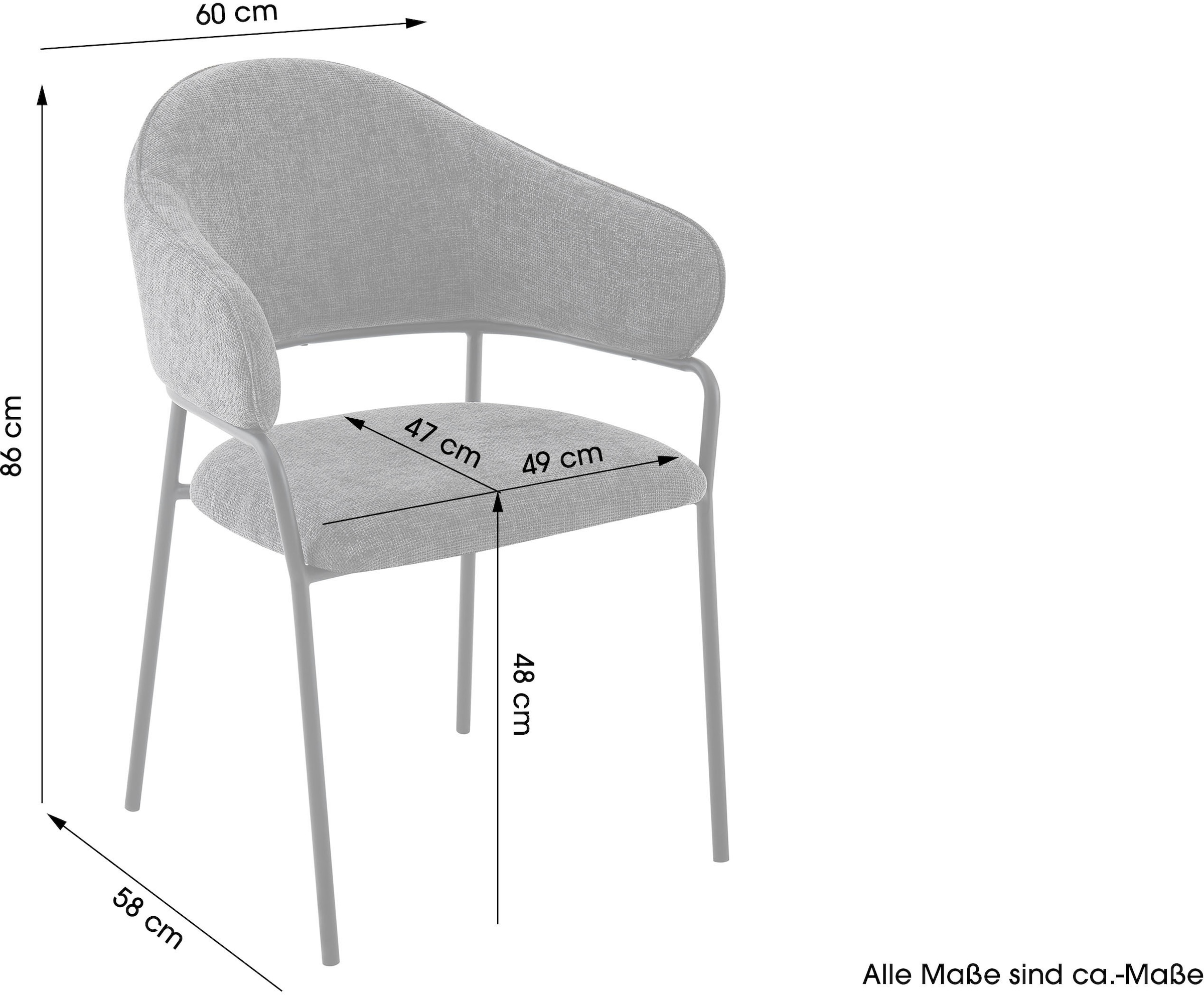 byLIVING Esszimmerstuhl »Curve« (Set) 2 Stk. Webstoff moderner Stoff Stuhl mit gemütlichem Sitzkomfort, verschiedene Farben.