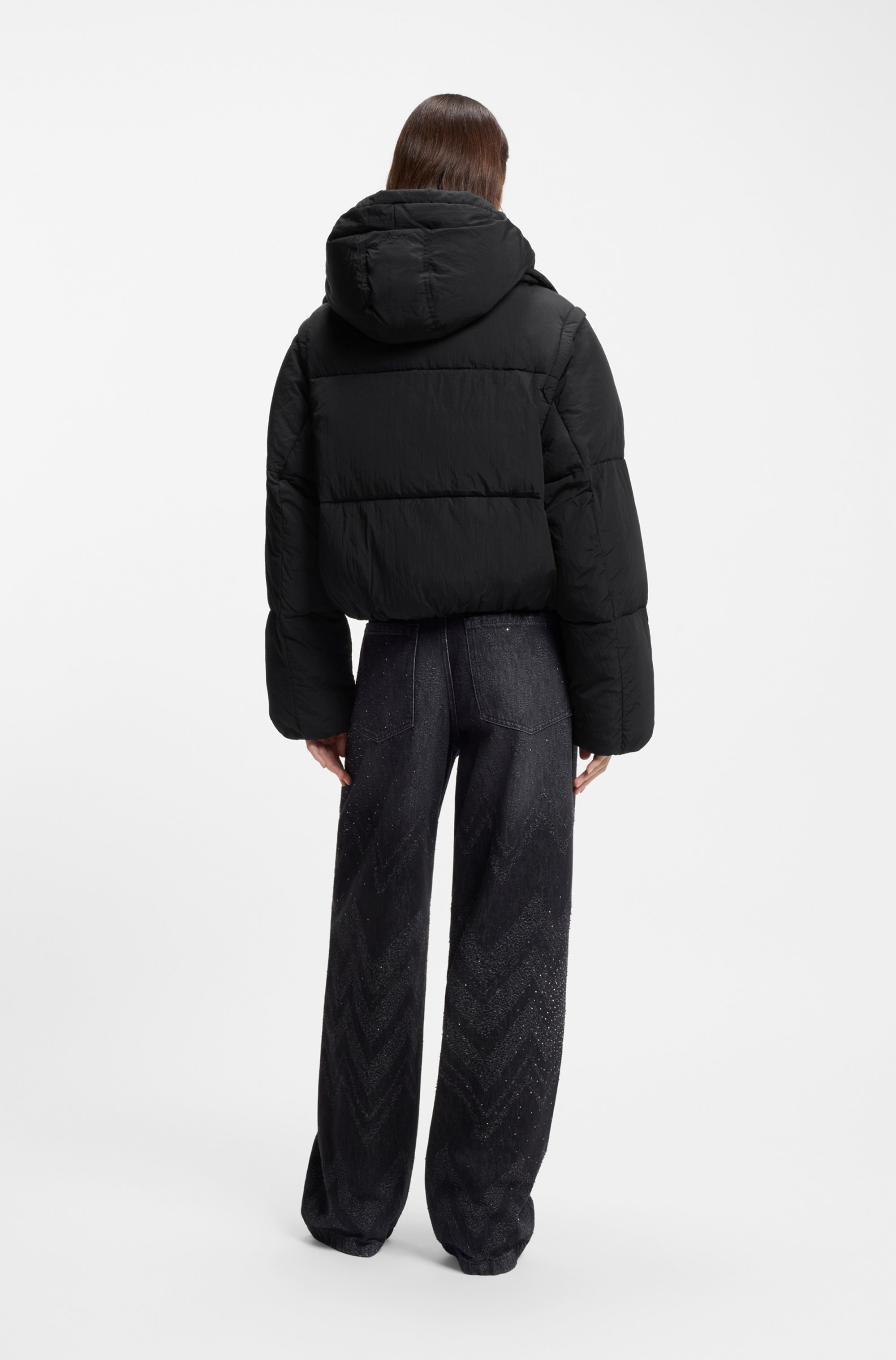 BOSS ORANGE Steppjacke »Polala Premium Damenmode« 2 Stk. tlg. mit Kapuze mit abnehmbaren Ärmeln und Schal