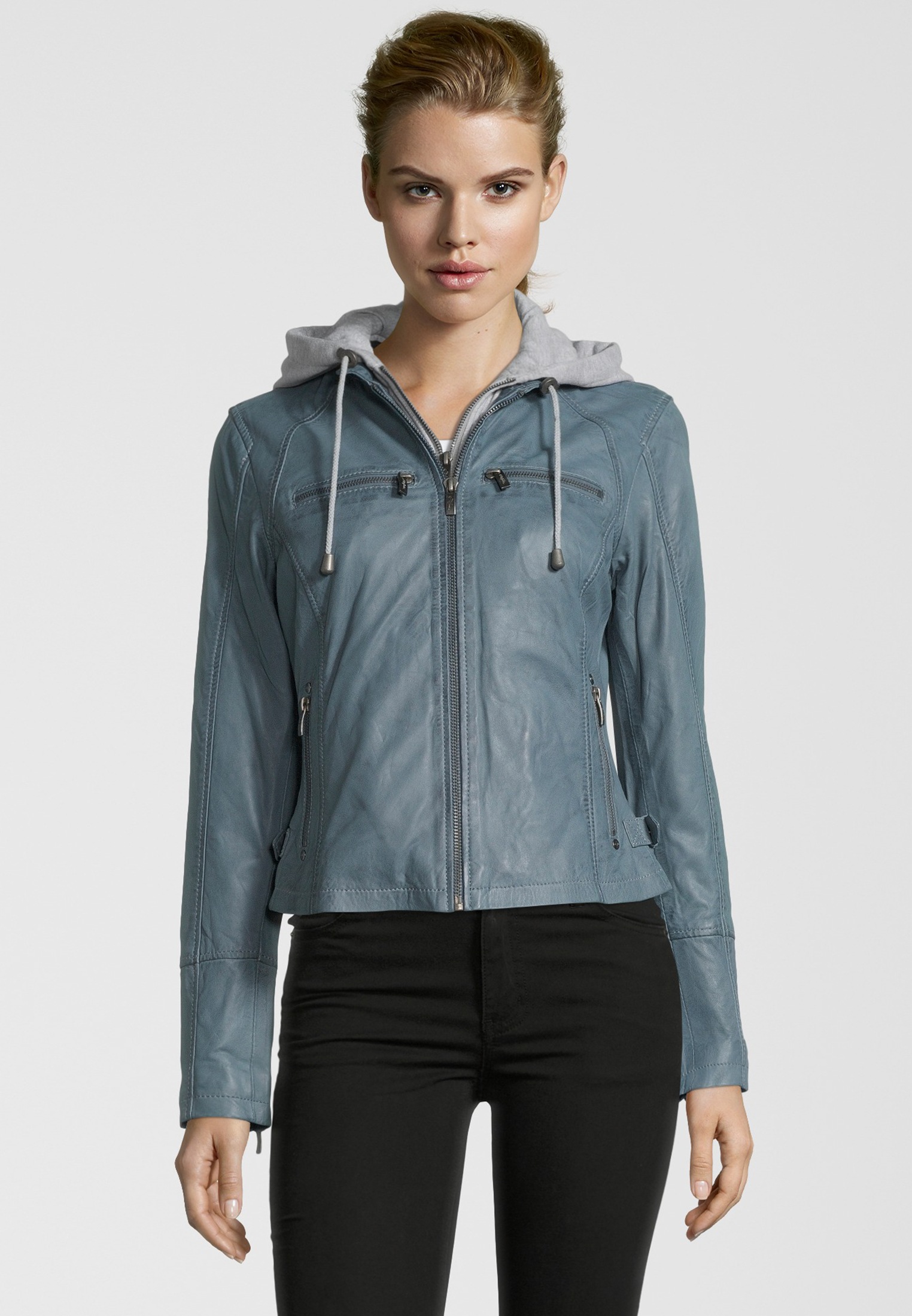 Buffalo Lederjacke »BE Couraged«, mit abnehmbarer Kapuze