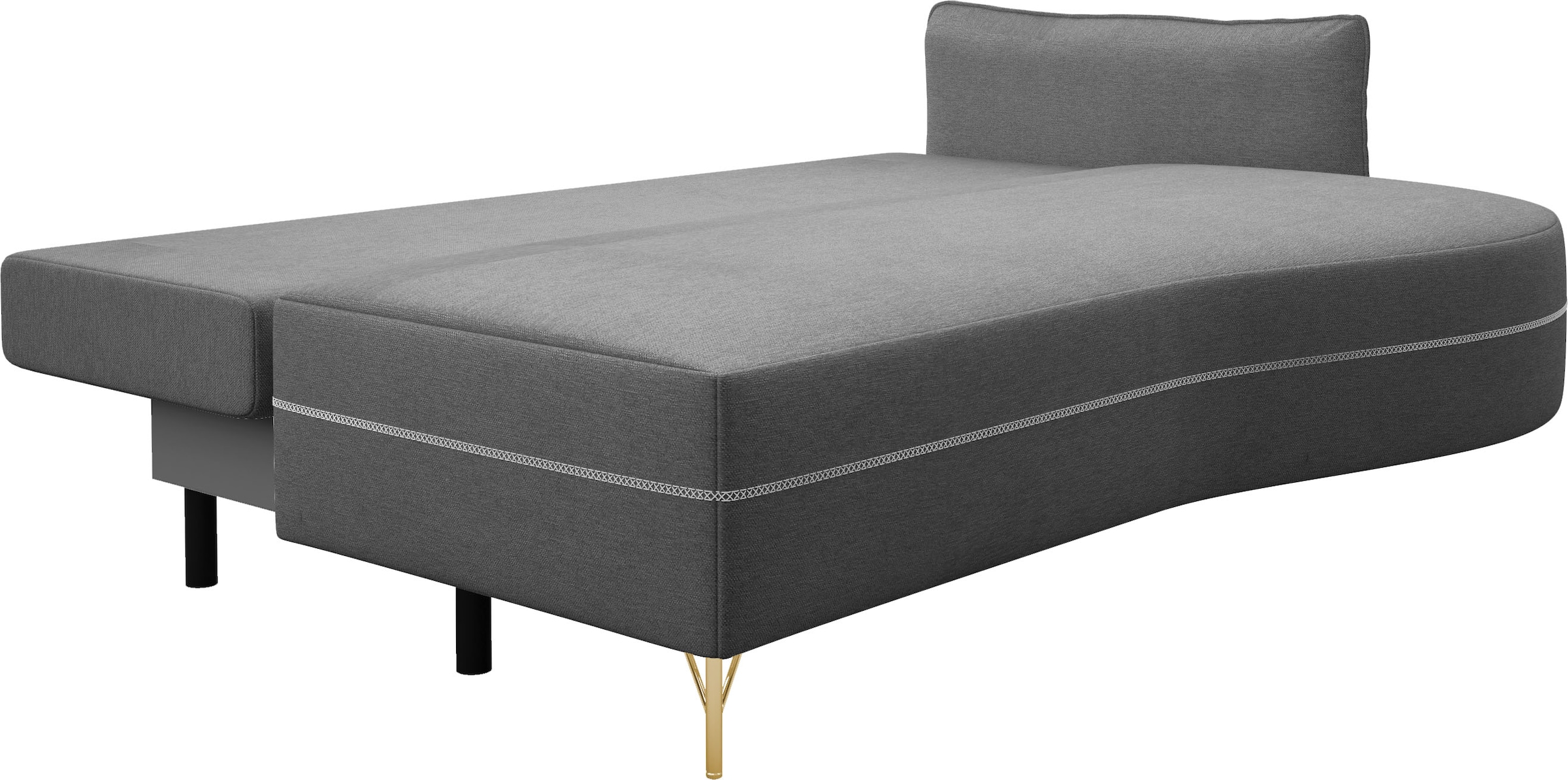 exxpo - sofa fashion Loungesofa »mit toller Kontrastnaht, Solitärmöbel, bequem, schmale Armlehne«, Schlafsofa mit Bettfunktion und Bettkasten, komfortabler Federkern