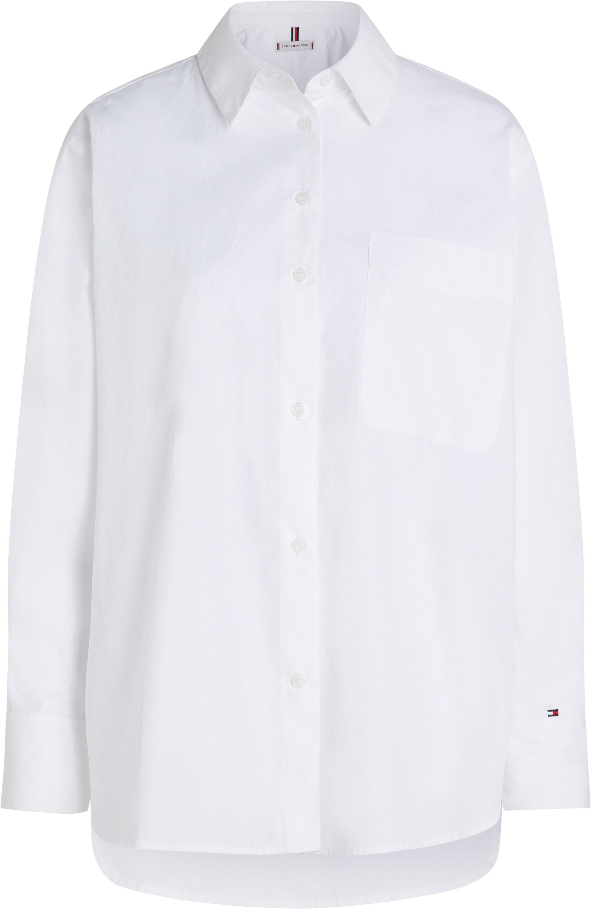 Tommy Hilfiger Hemdbluse »SOLID COTTON EASY FIT SHIRT«, mit Brusttasche