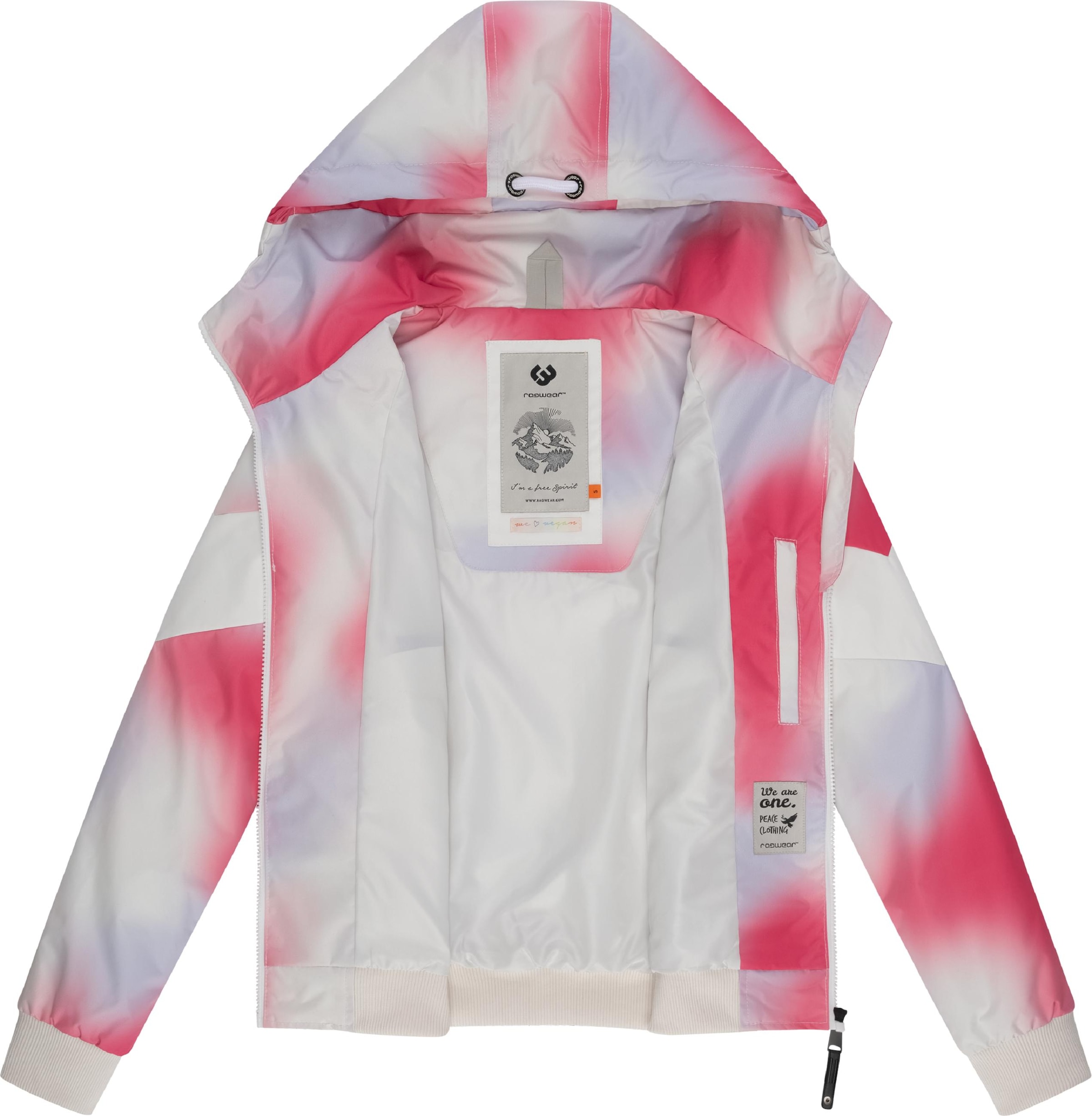 Ragwear Funktionsjacke »Übergangsjacke Nuggie Block Ombre Intl.«, mit Kapuze, Übergangsjacke mit auffälligem Batik-Muster