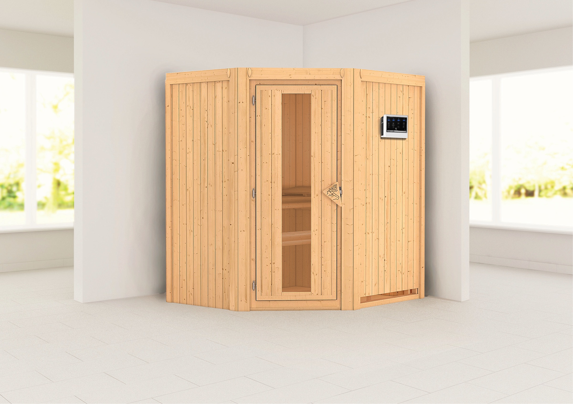 Karibu Sauna »Tomke« Set,  3,6-kW-Bio-Plug & Play Ofen mit externer Steuerung