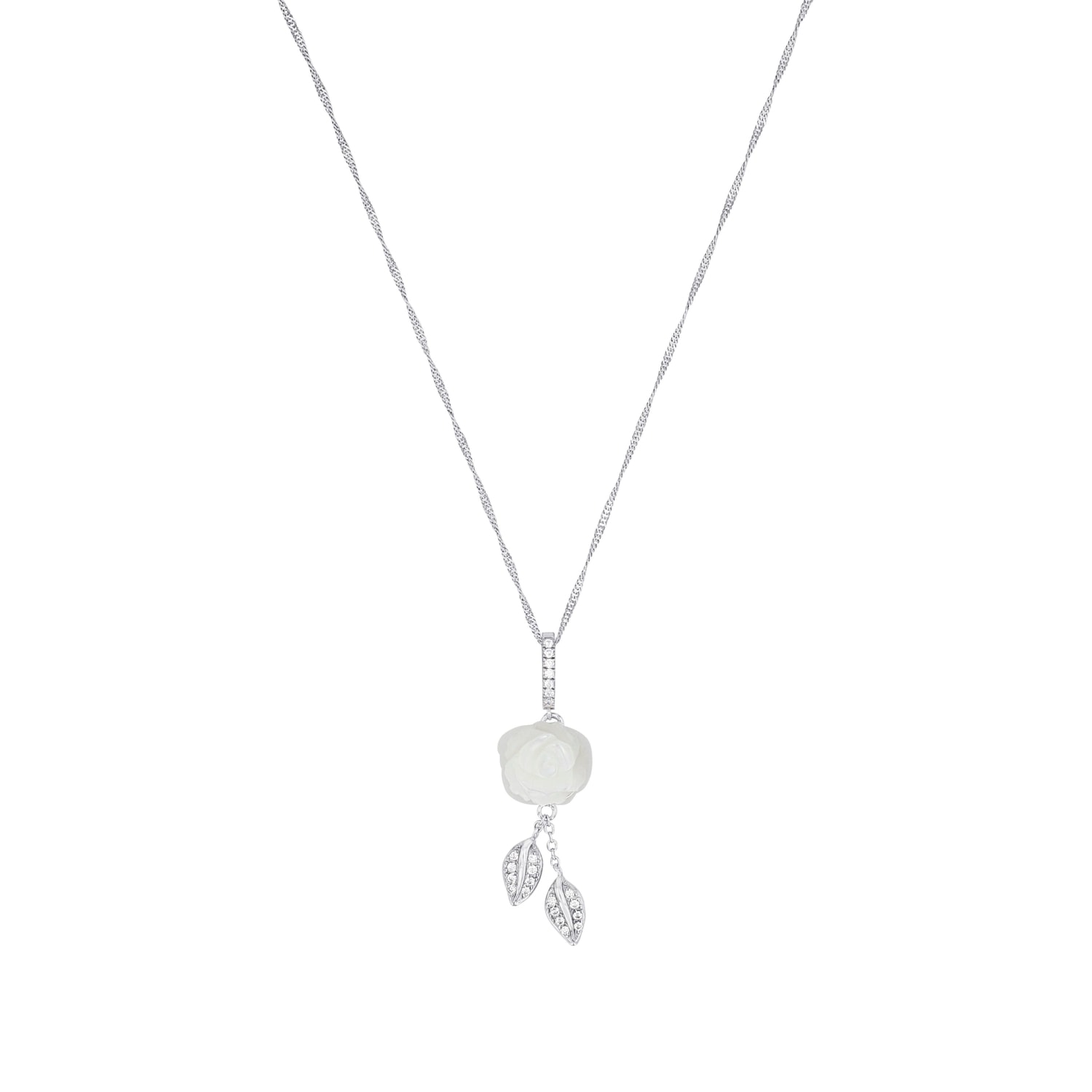 Amor Kette mit Anhänger »Rosenblüte/Blätter« mit Zirkonia (synth.) - mit Perlmutt