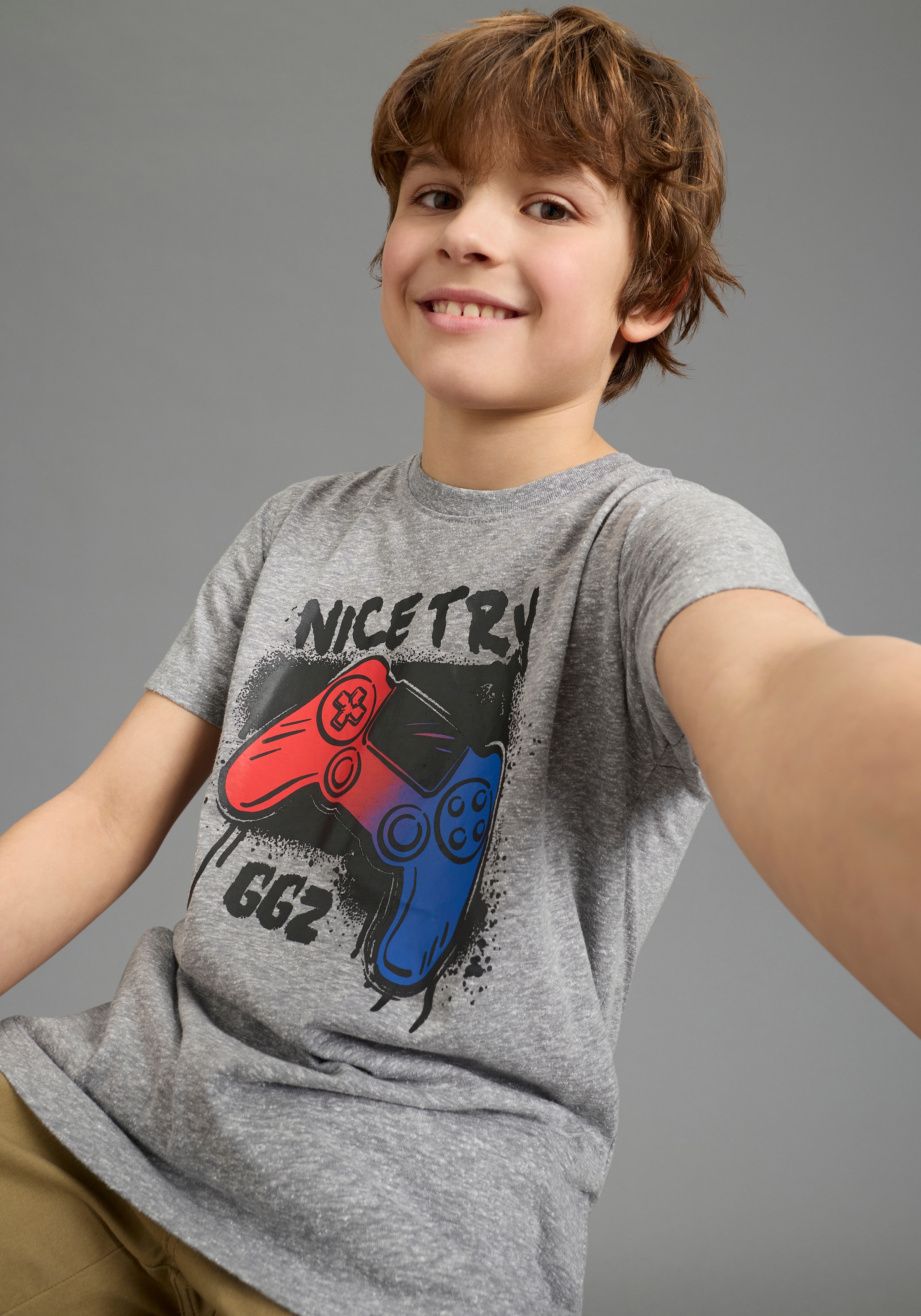 KIDSWORLD T-Shirt »Gamer-Druck: NICE TRY« , cooler Gamer-Print