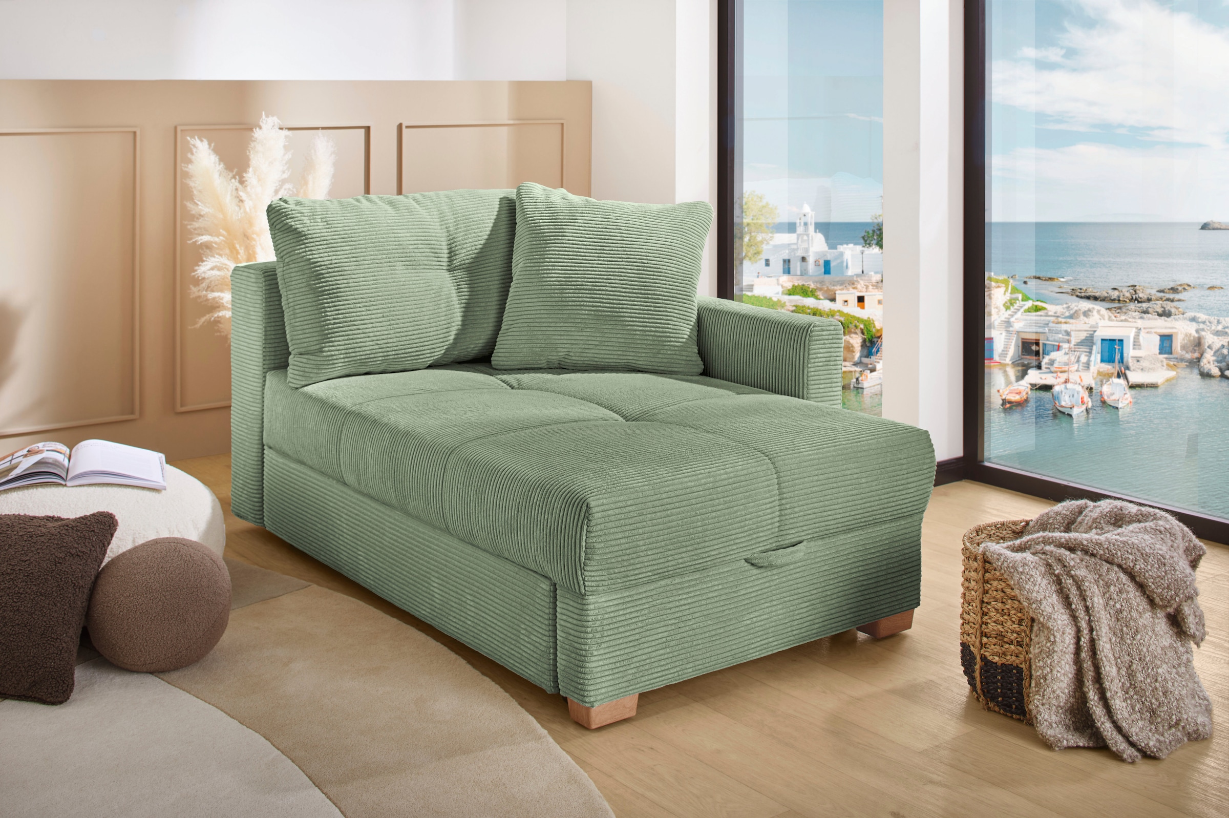 Jockenhöfer Gruppe Recamiere »Romeo, B: 164 cm, Liegefl: 90x210 cm, Schlaffunktion« Schlafsofa mit Bettfunktion, Bettkasten & Kissen, Federkern