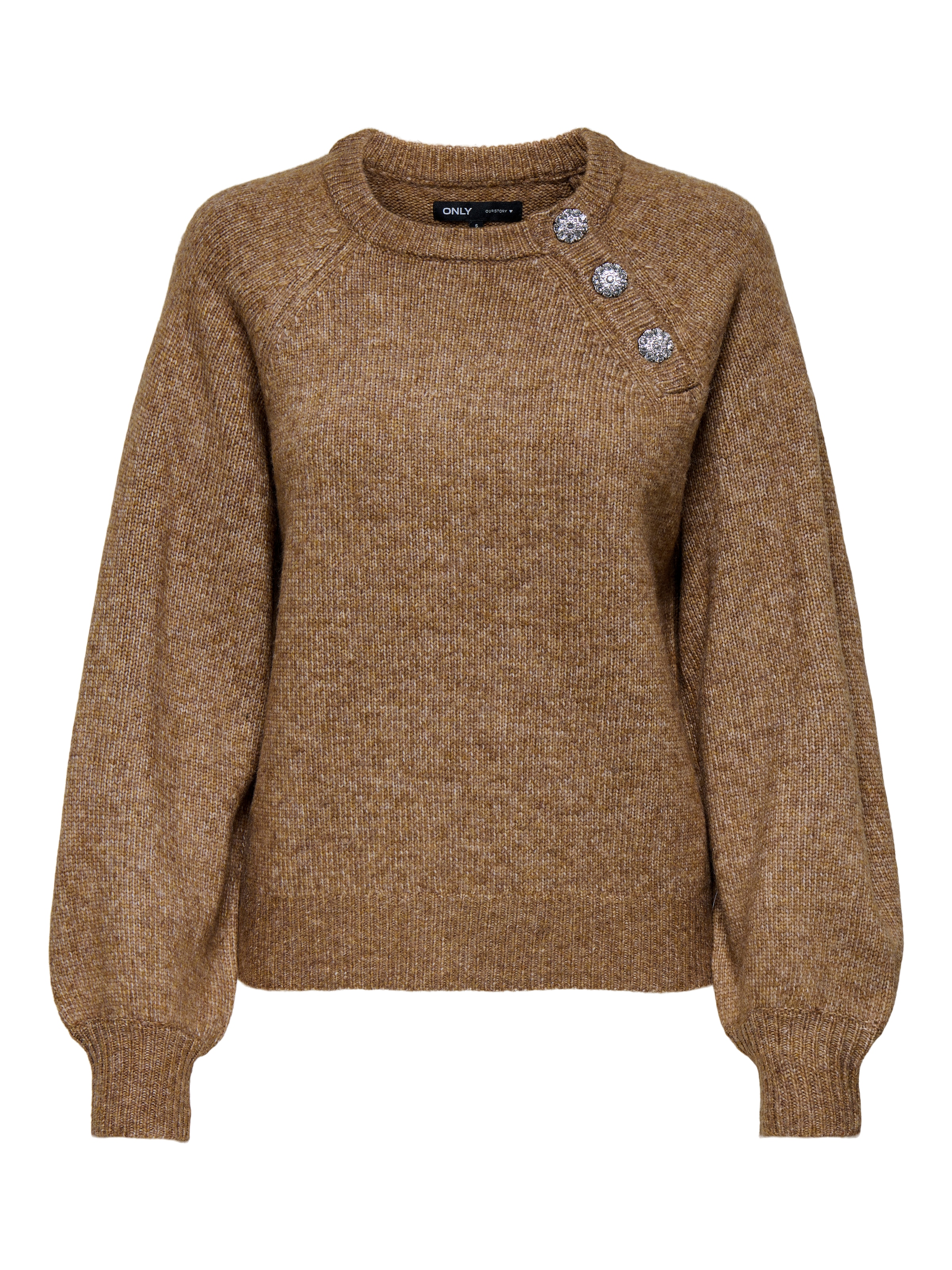 ONLY Strickpullover »ONLLAUREN LIFE LS O-NECK BUTTON KNT«