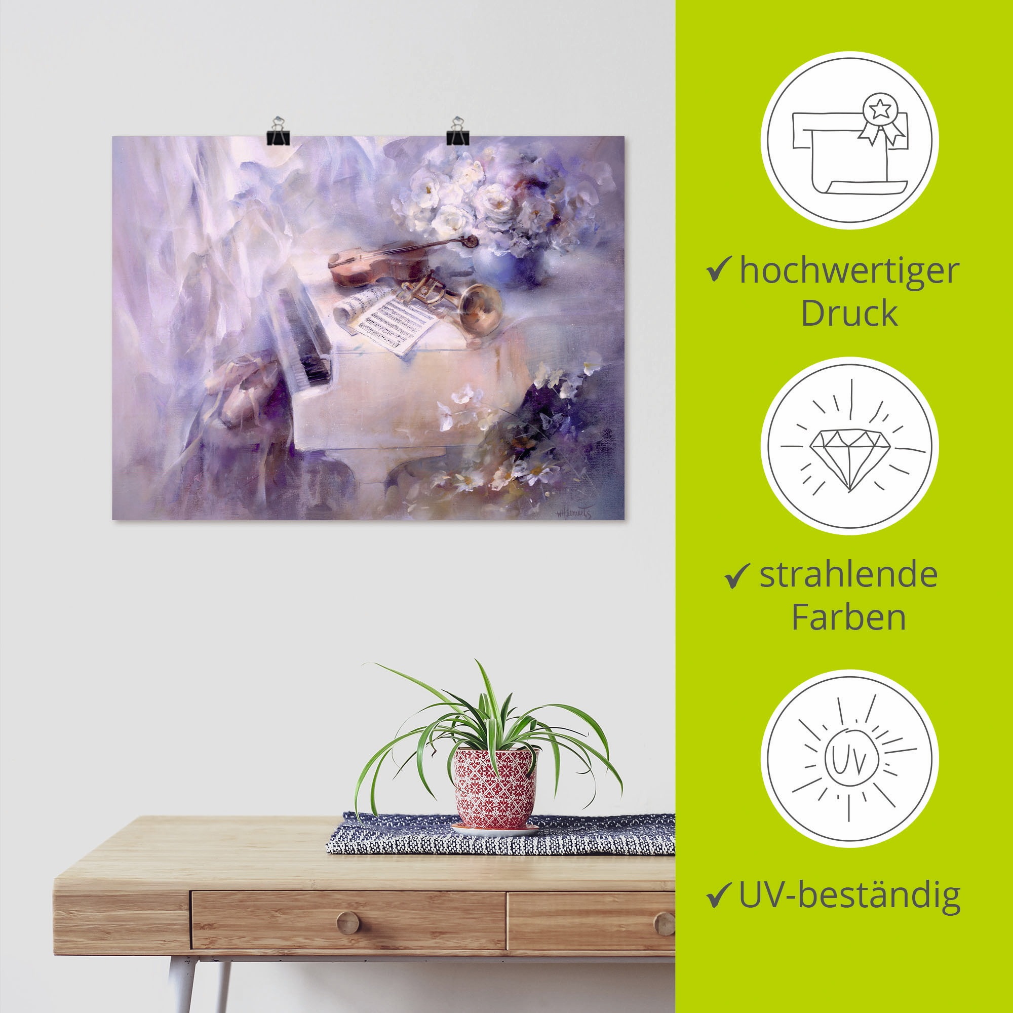 Artland Wandbild »Wie ein Lied«, Instrumente, (1 St.), als Leinwandbild, Poster in verschied. Größen