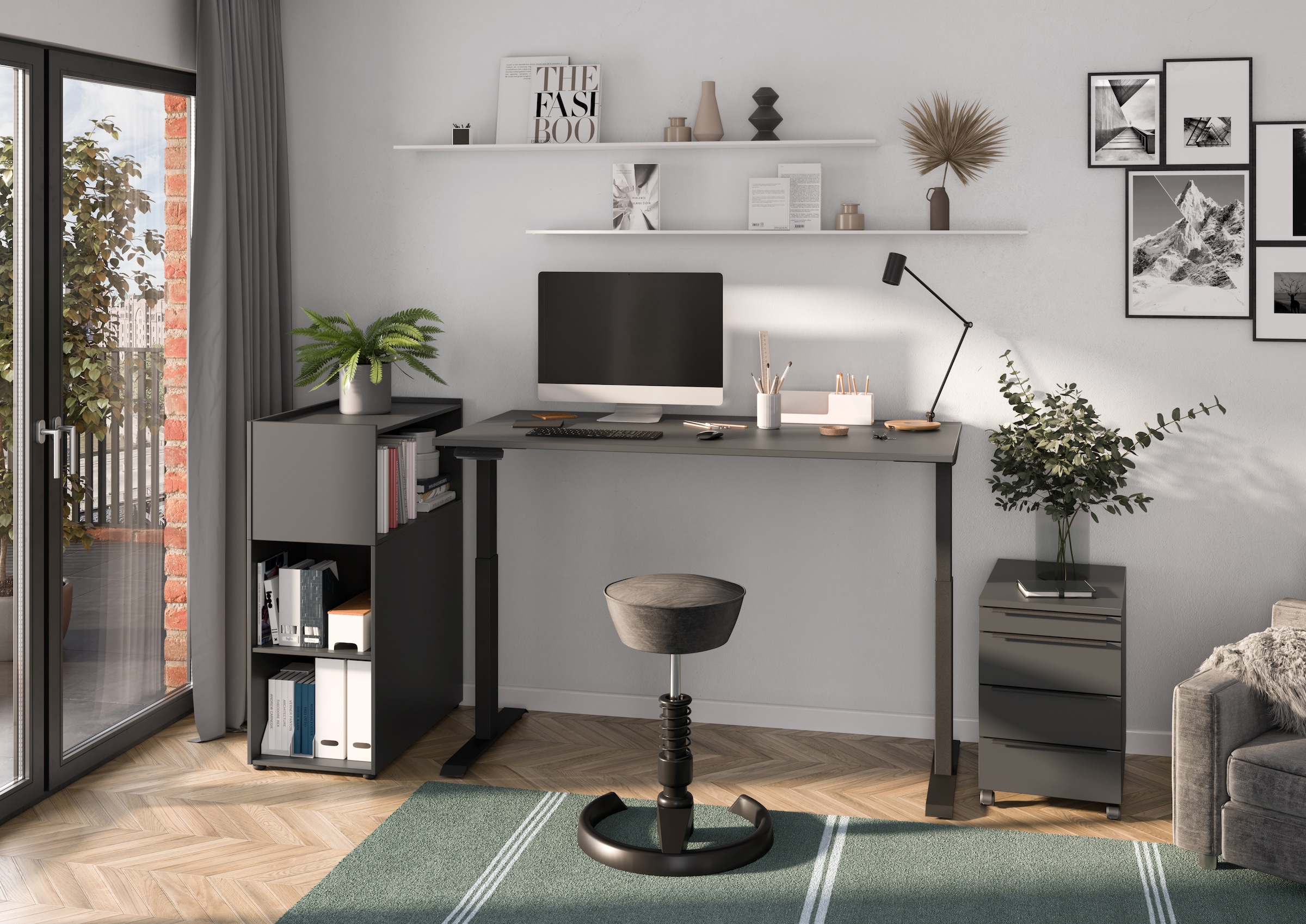 GERMANIA Schreibtisch »Mailand, elektrisch höhenverstellbar«, in Breitenvariante 120-180 cm, Made in Germany