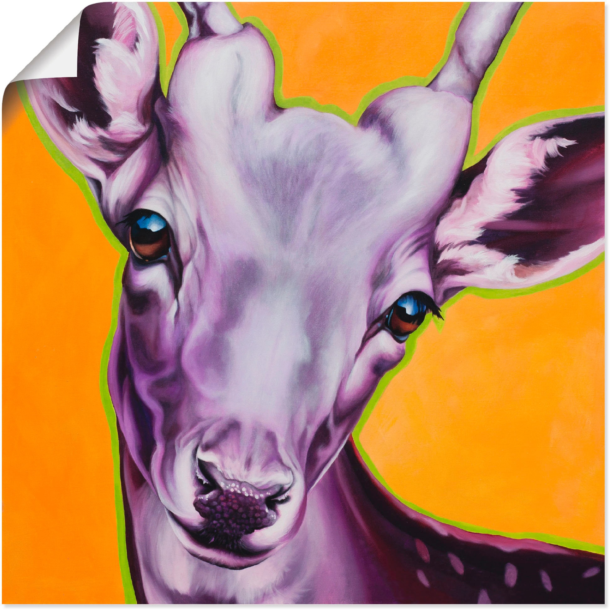 Artland Wandbild »Reh orange«, Wildtiere, (1 St.), als Leinwandbild, Wandaufkleber oder Poster in versch. Größen