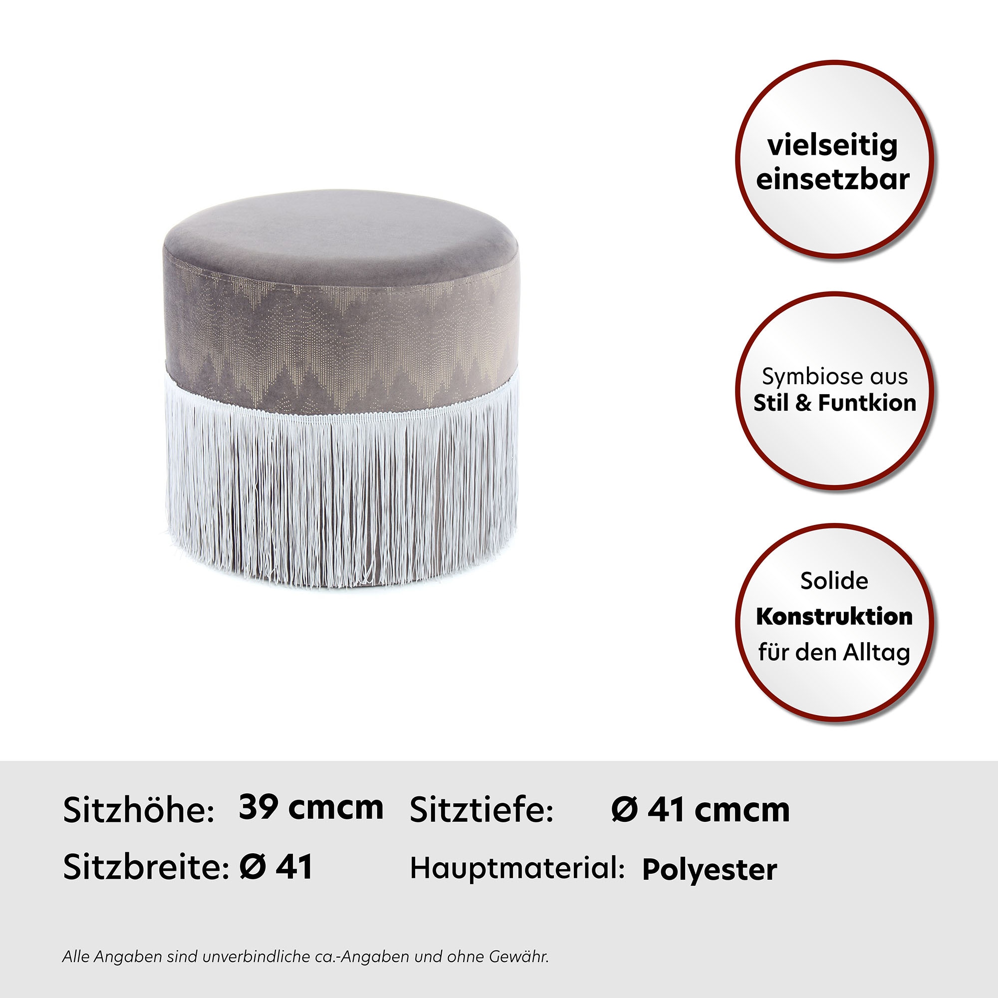 Kayoom Sitzhocker »Hocker Cleopatra 825, mit samtigem Bezug«, (1 St.), verziert, orientalisches Design, modern gestaltet