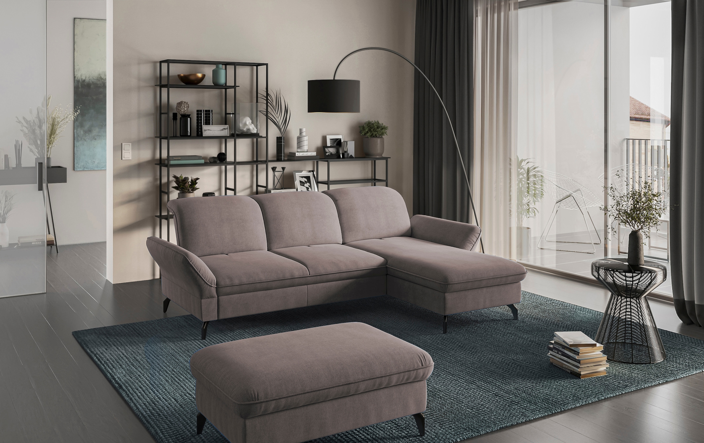 sit&more Ecksofa »Leandro L-Form«, Wahlweise mit Bett-, Kopfteil - und Armlehnfunktion, sowie Bettkasten