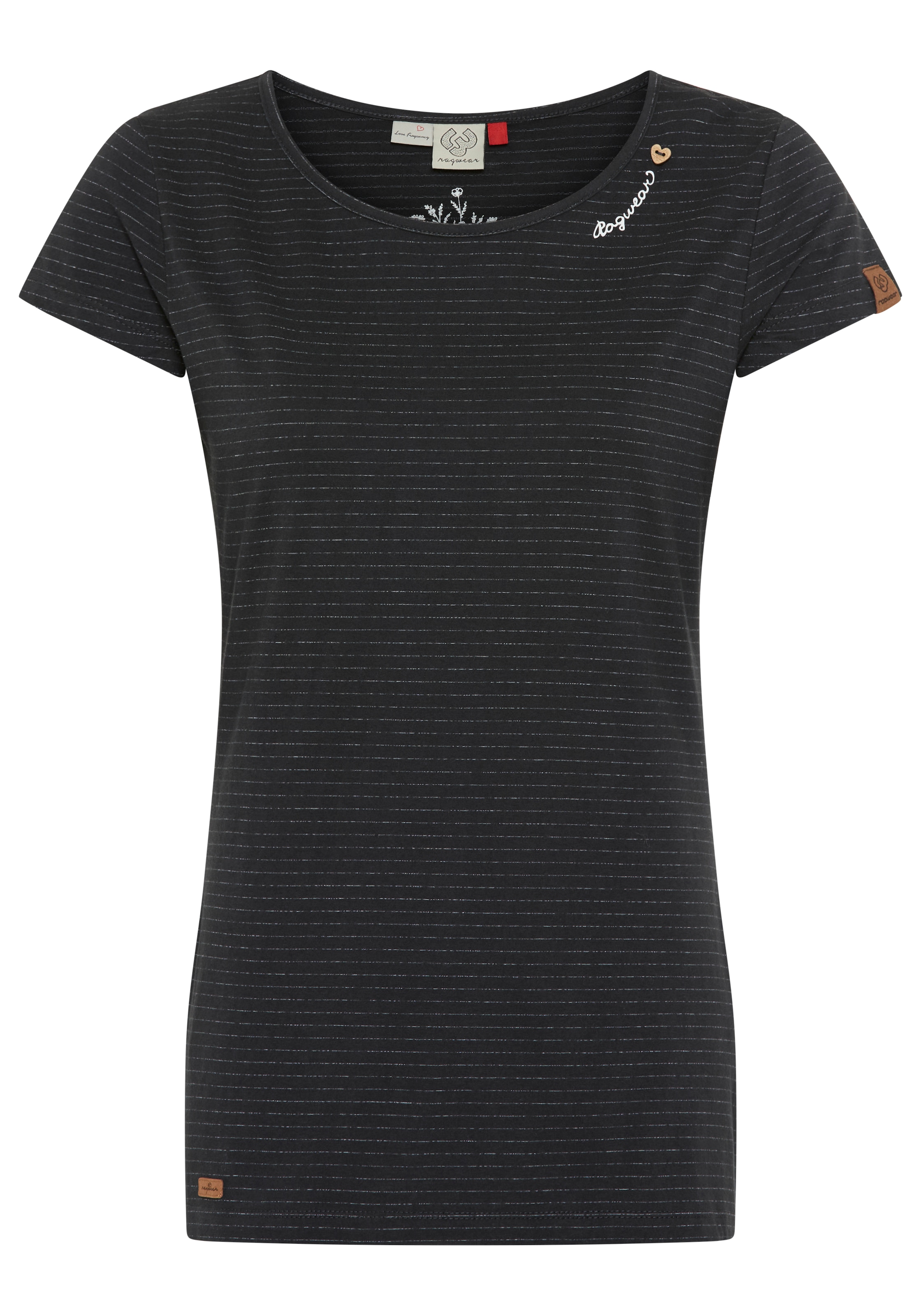 Ragwear Kurzarmshirt »MINT STRIPES O« mit Logoschriftzug und Zierknopf in Holzoptik