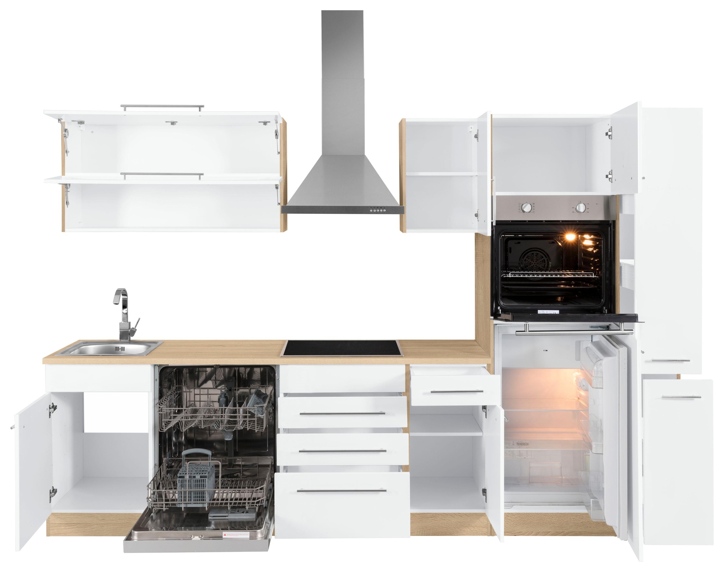 KOCHSTATION Küchenzeile »KS-Eton« ohne E-Geräte, Breite 300 cm