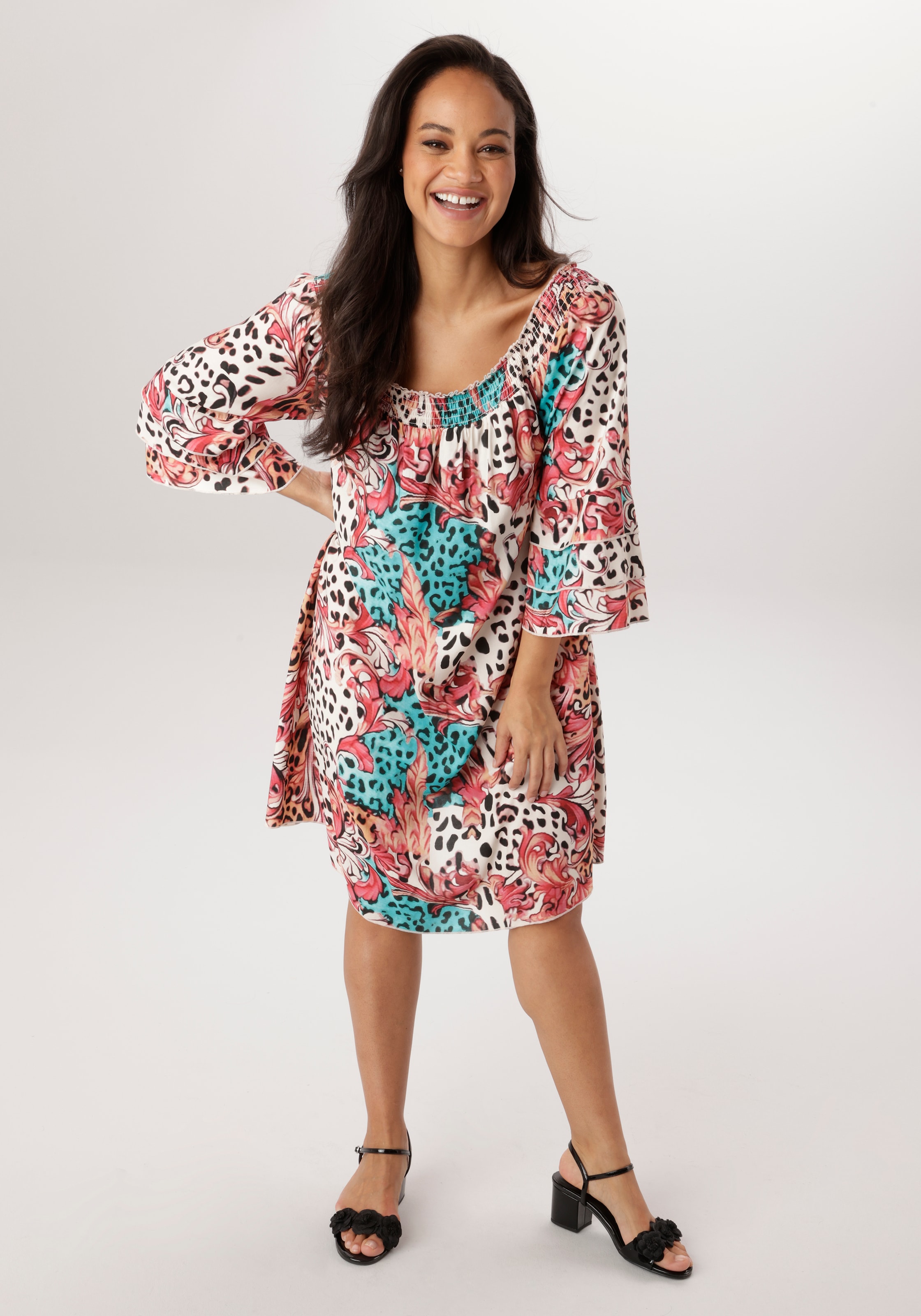 Aniston PLUS Blusenkleid mit Gummizug am Ausschnitt- NEUE KOLLEKTION