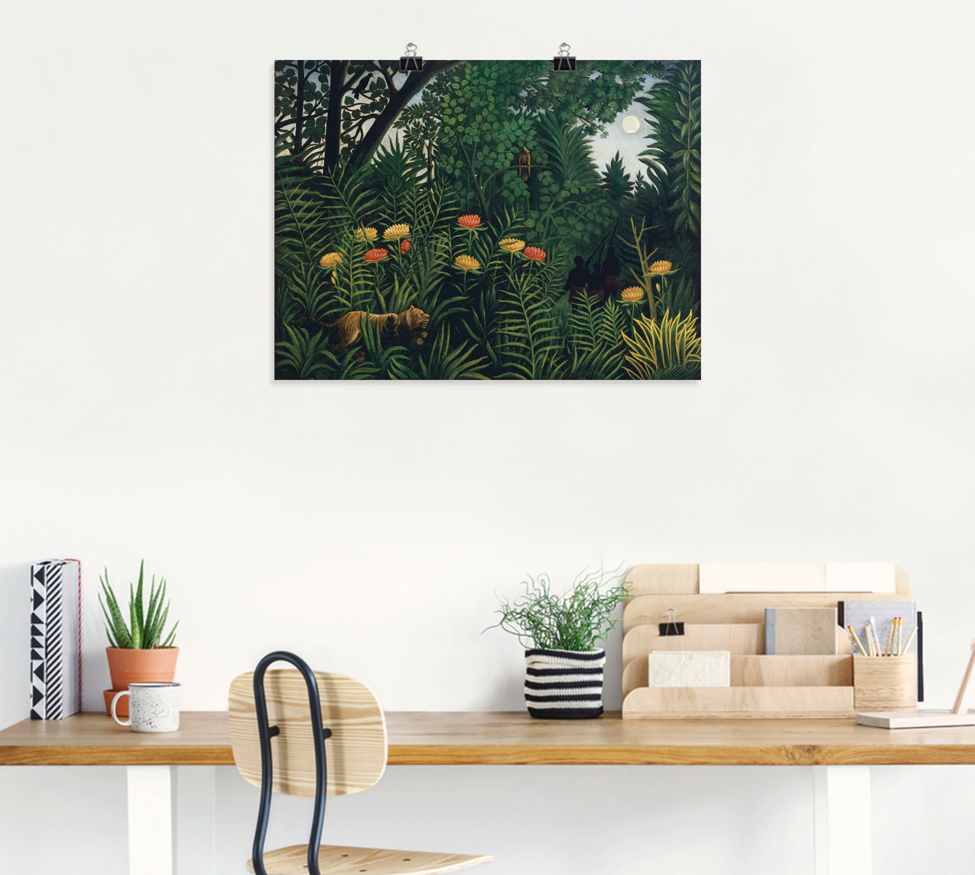 Artland Wandbild »Urwald mit Tiger und Jägern. Um 1907.«, Wald, (1 St.), als Alubild, Outdoorbild, Leinwandbild, Poster in verschied. Größen