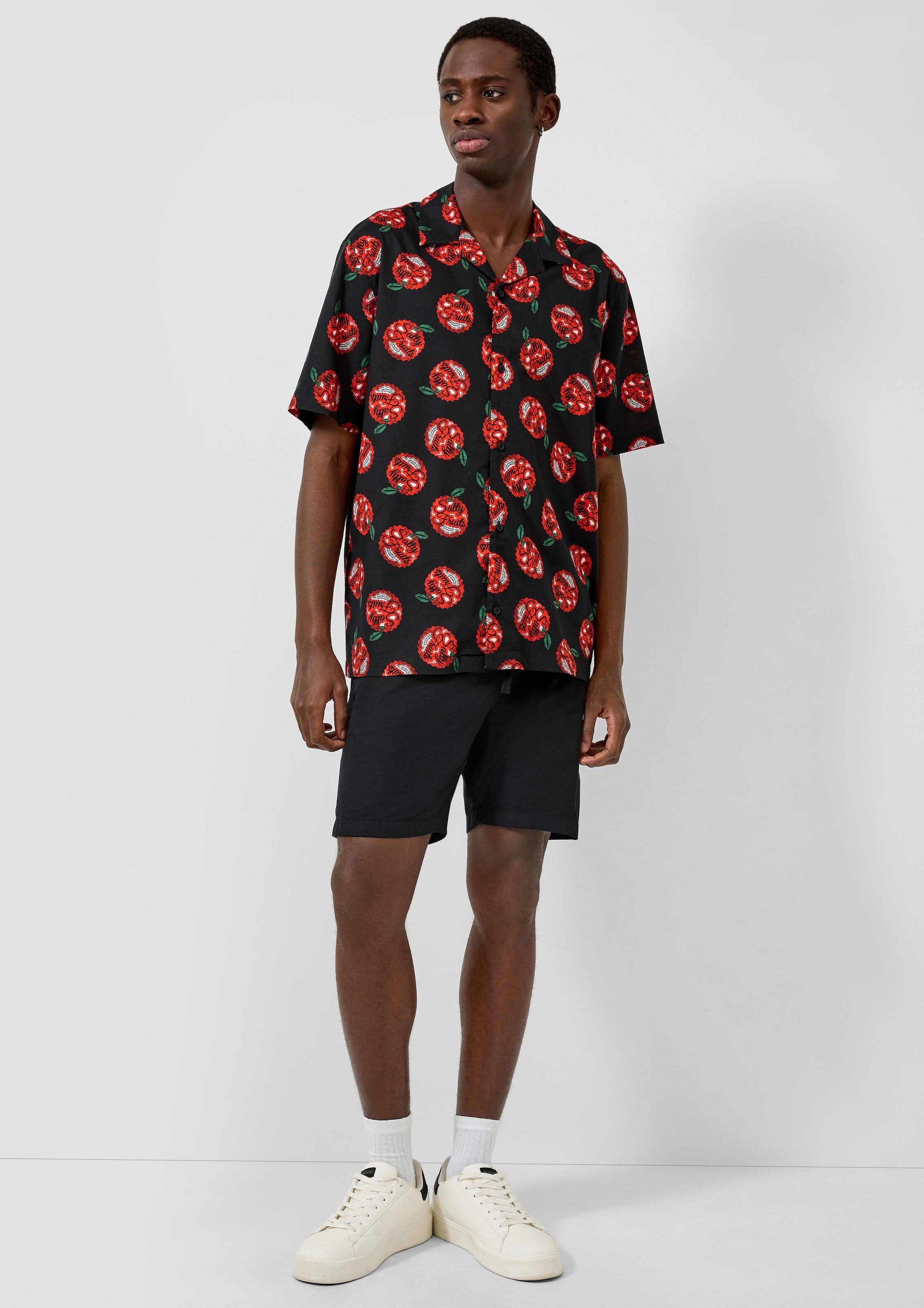 QS Kurzarmhemd Sommerhemd mit Allover-Print - im Hawaii-Stil
