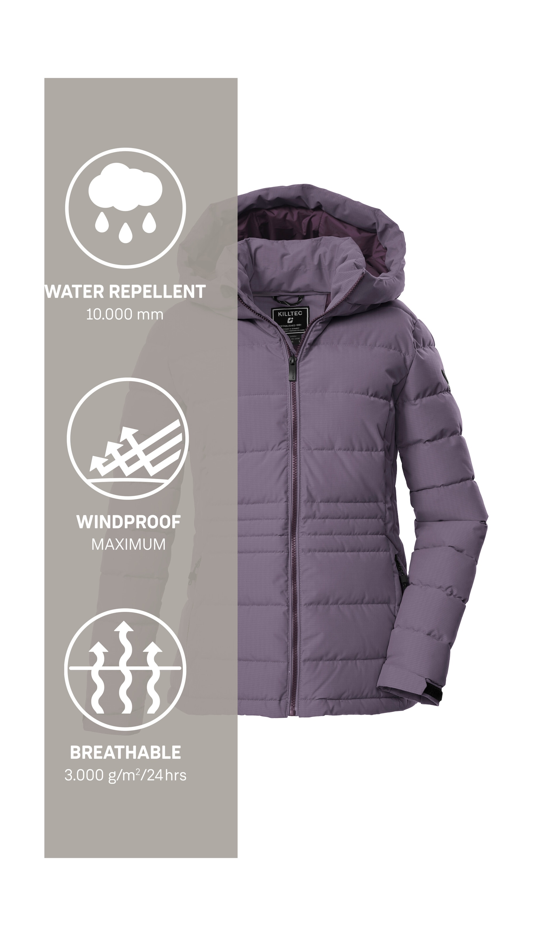 Killtec Steppjacke »KOW 10 WMN QLTD JCKT«, Winddichte, wasserabweisende Damen Steppjacke mit verstellbarer Kapuze