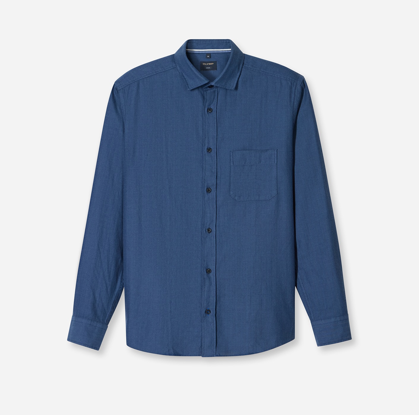 OLYMP Flanellhemd casual, modern fit, Kentkragen, unifarben