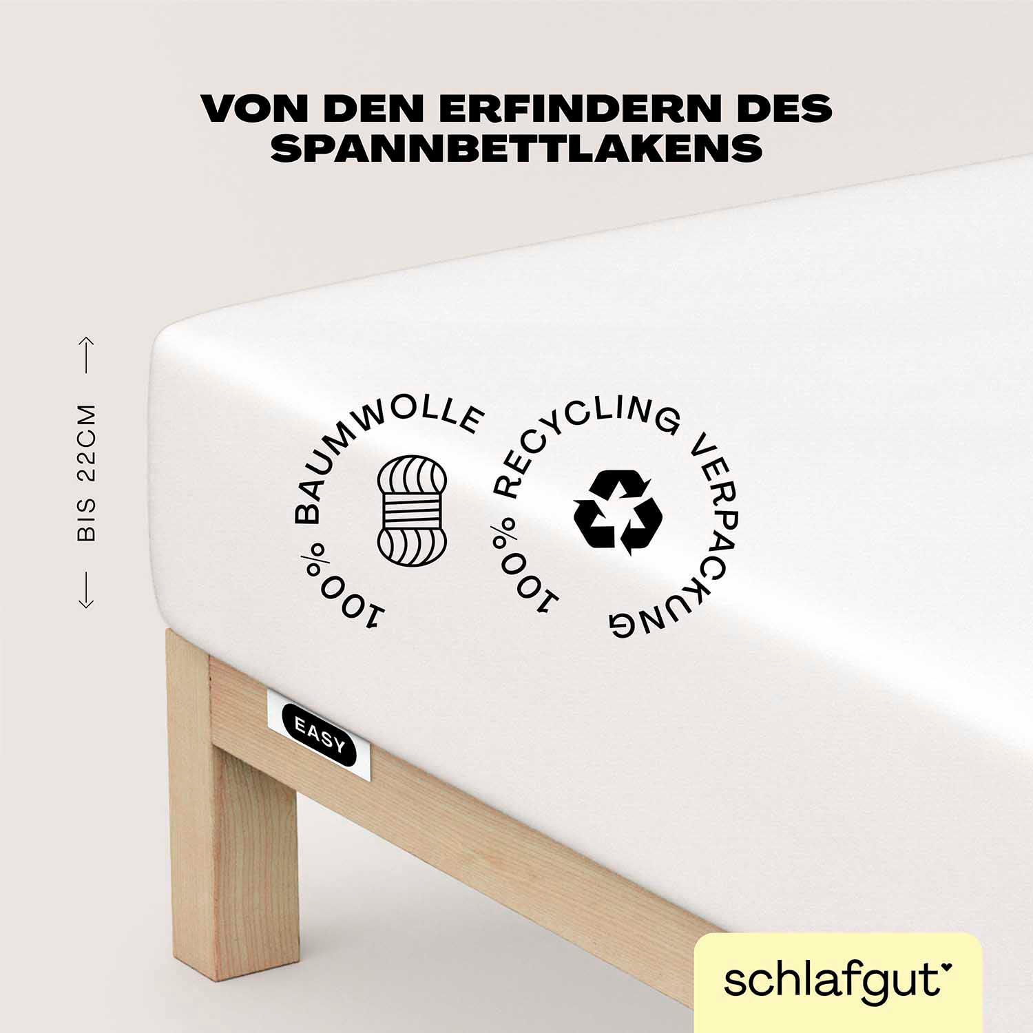 Schlafgut Spannbettlaken »EASY aus 100% Baumwolle, weich & saugfähig, Marken-Bettlaken«, für Matratzen bis 22 cm Höhe, in 90x200, 140x200 oder 180x200 cm