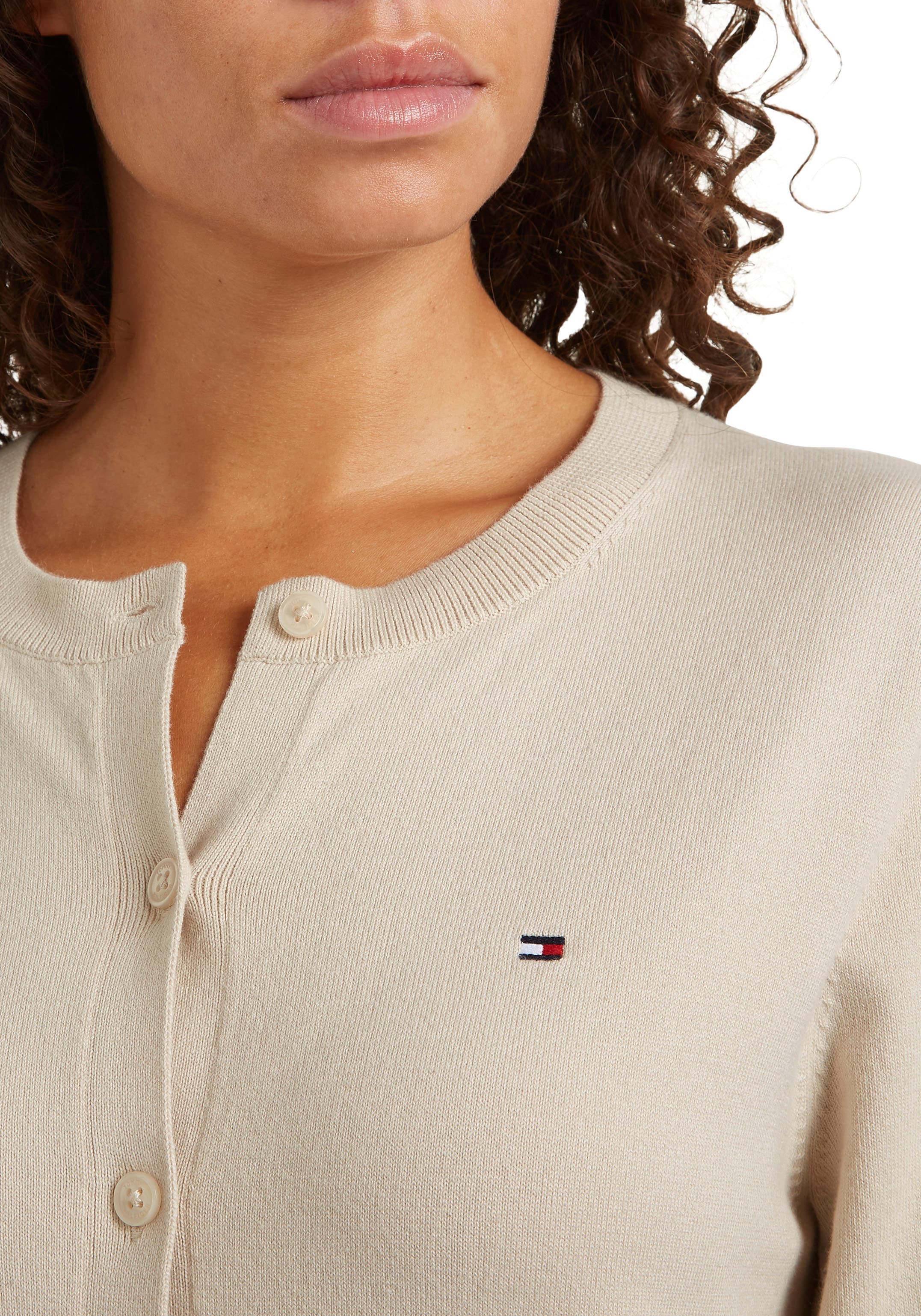 Tommy Hilfiger Cardigan »CO JERSEY STITCH CARDIGAN«, mit Logostickerei
