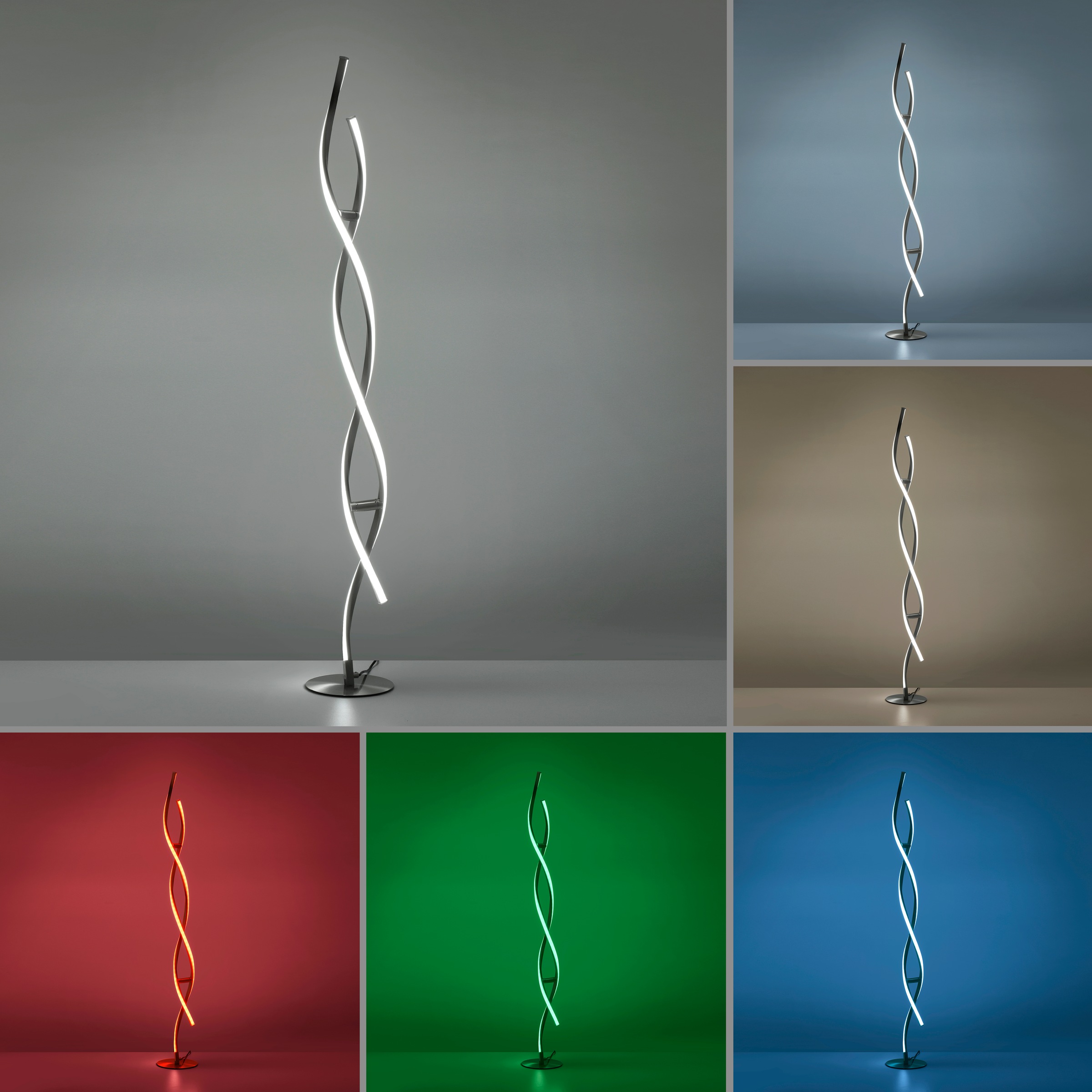 JUST LIGHT Stehlampe »Ls-SWING«, 2 flammig, Leuchtmittel LED-Board | LED fest integriert, RGB+tunable white, Infrarot inkl., Fernbedienung, Smarthome fähig