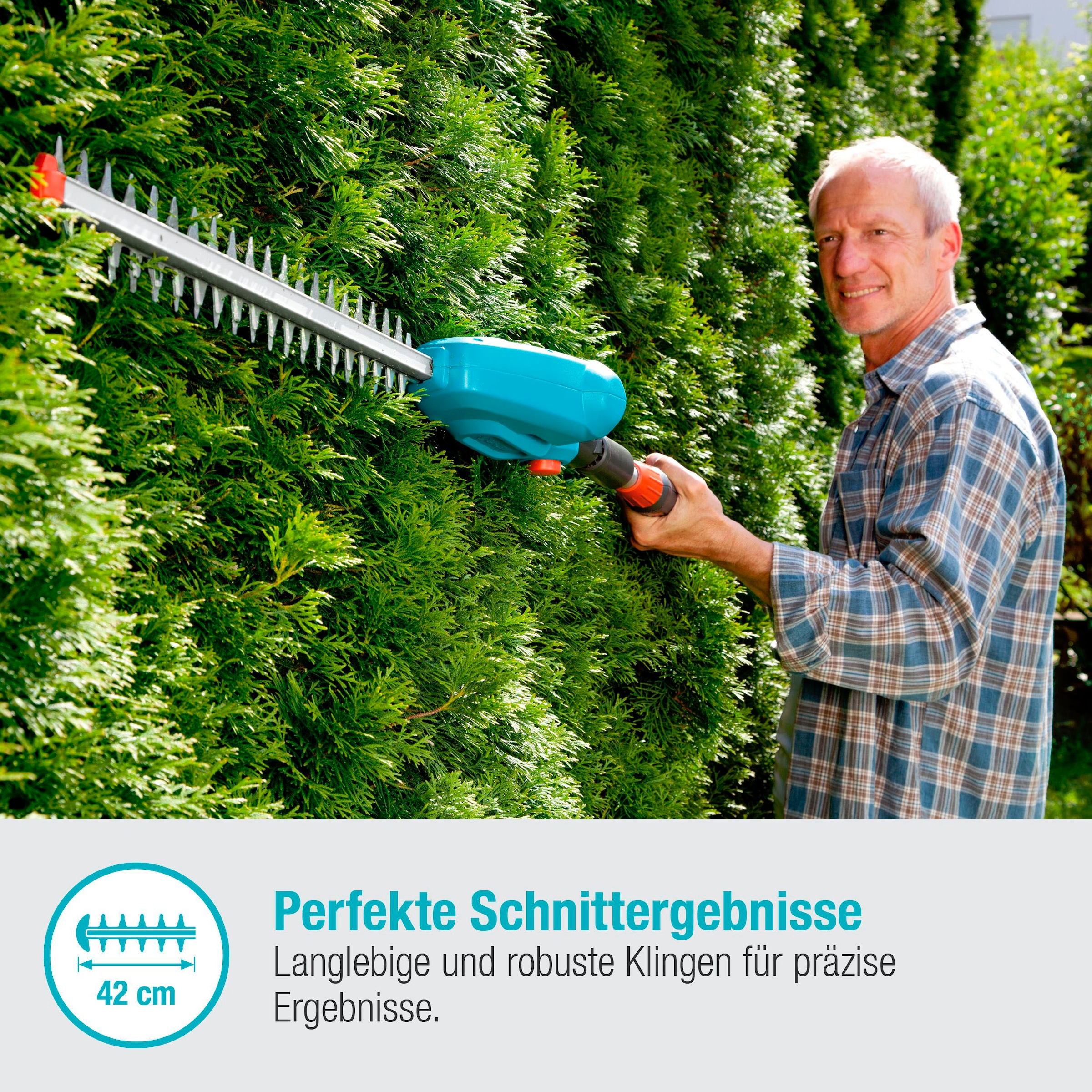 GARDENA Teleskop-Heckenschere »THS 42/18V P4A Ready-To-Use Set«, (mit Akku und Ladegerät), inklusive Akku und Ladegerät