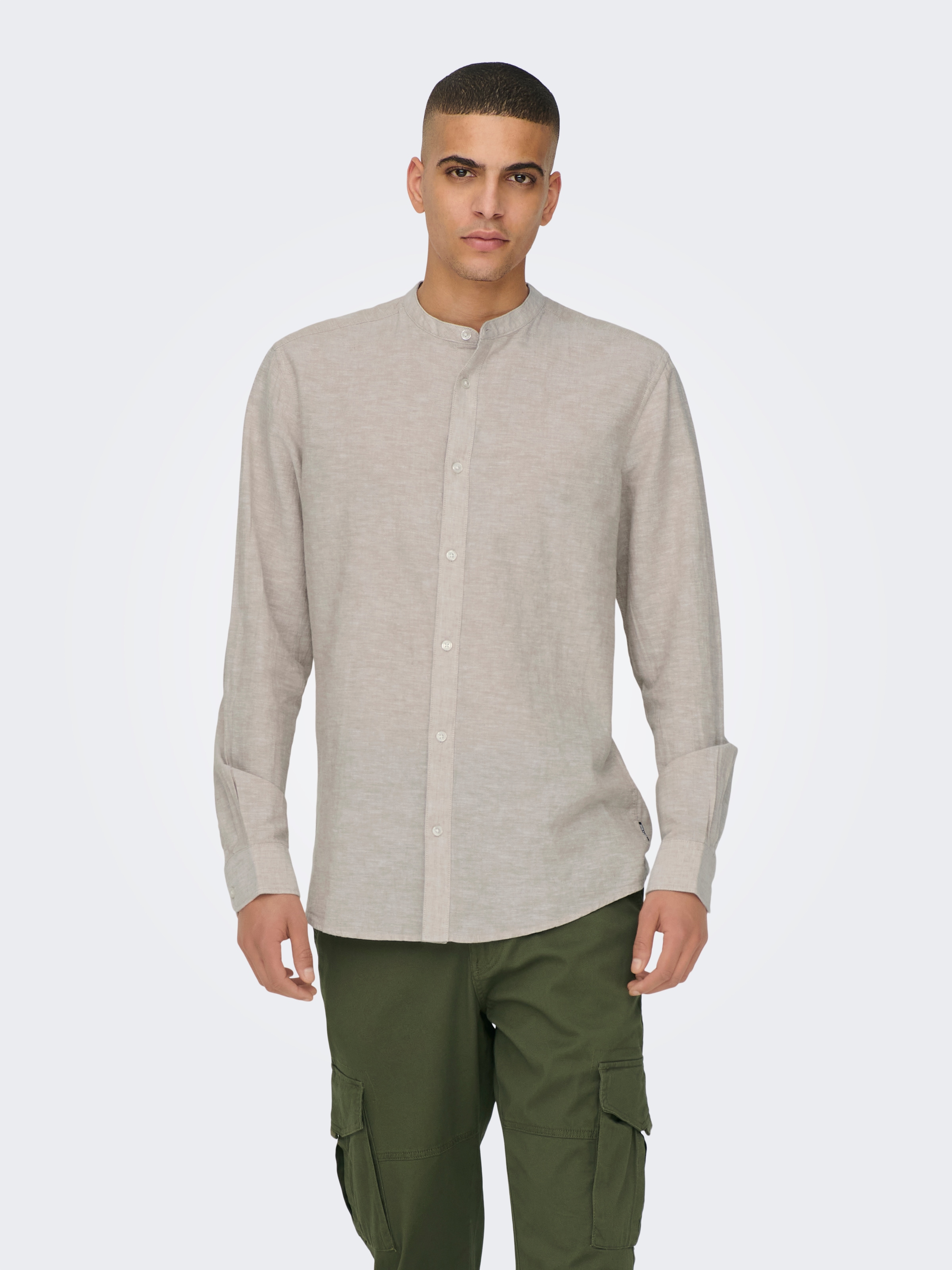 ONLY & SONS Langarmhemd »ONSCAIDEN LS SOLID LINEN MAO SHIRT NOOS«
