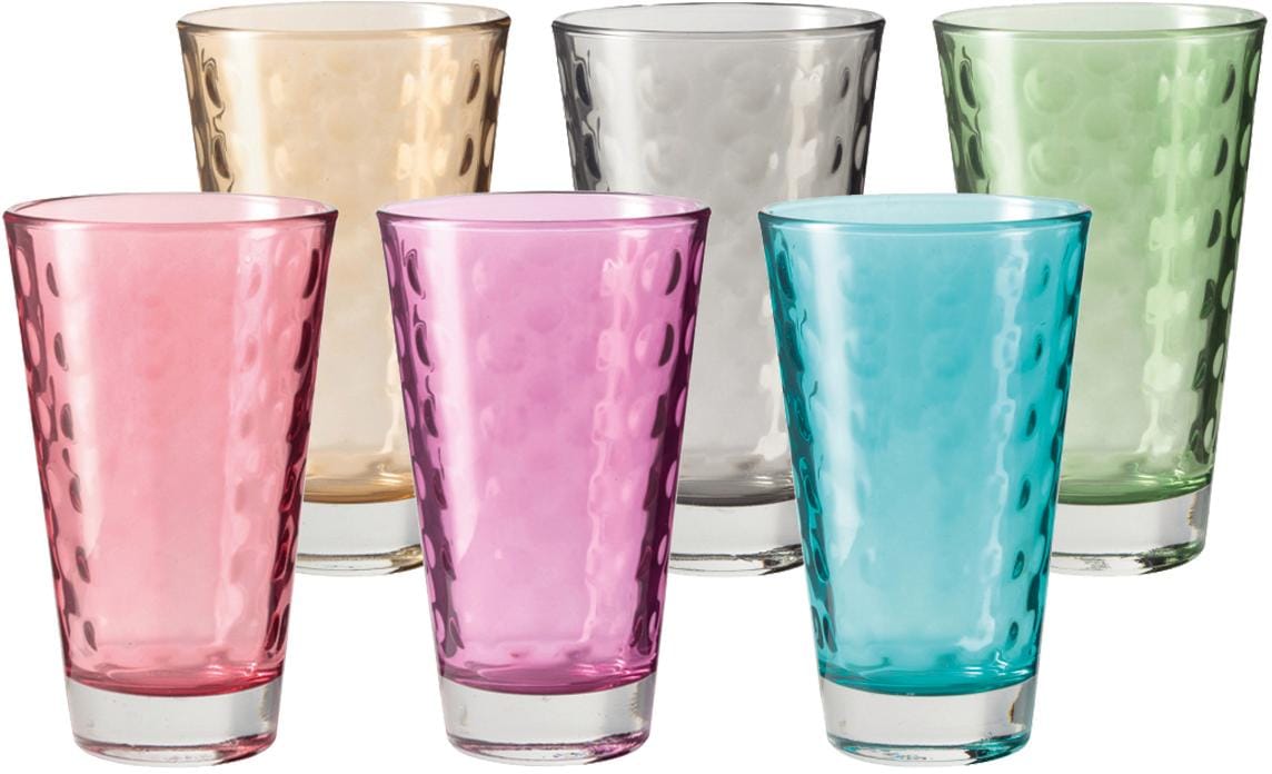 LEONARDO Longdrinkglas »Optic«, (Set, 6 tlg., 6), Colori Qualität, 300 ml, 6-teilig