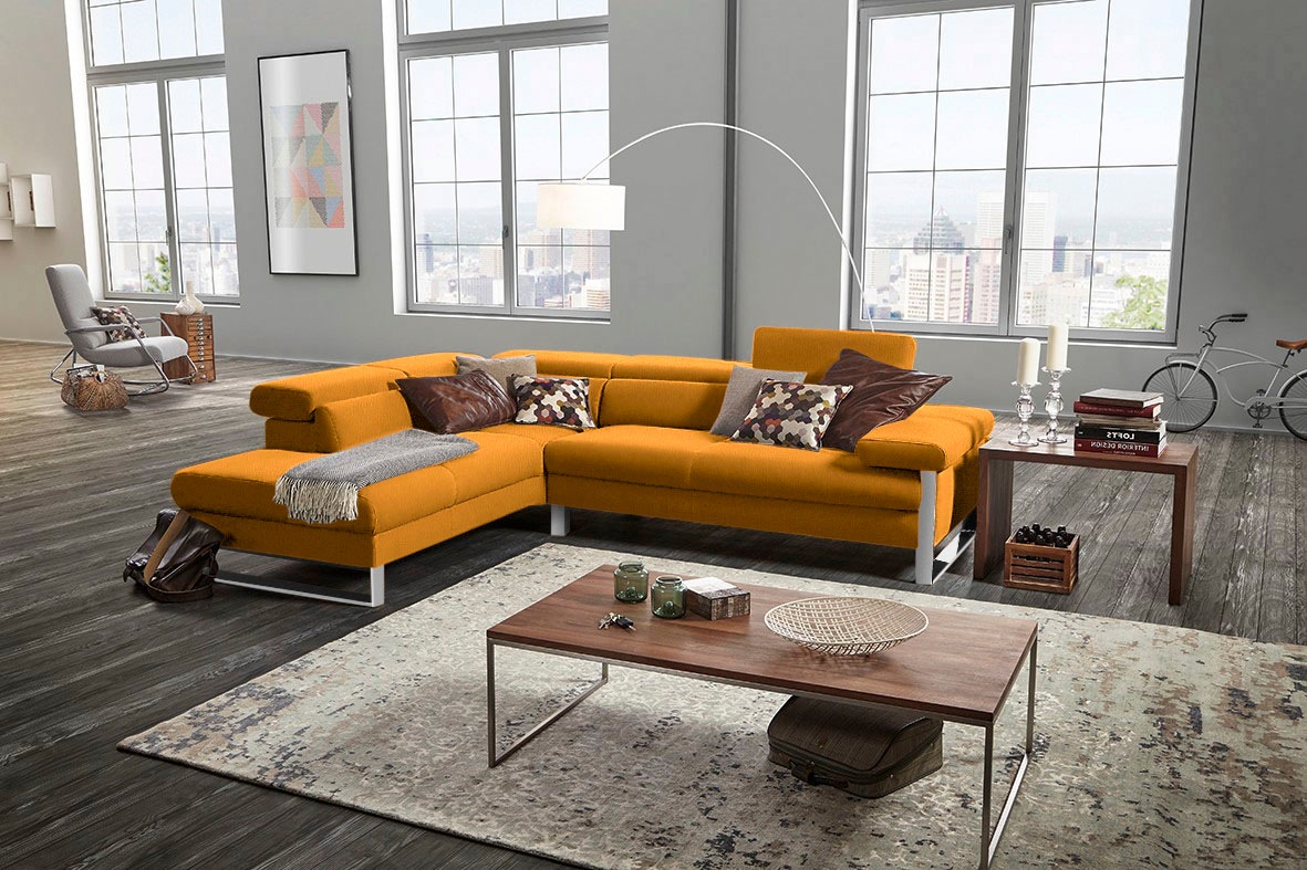 W.SCHILLIG Ecksofa »finn, toller Sitzkomfort, L-Form, hochwertige Verarbeitungsdetails«, German Design Award 2016, Fußgestell Chrom glänzend, Breite 281 cm