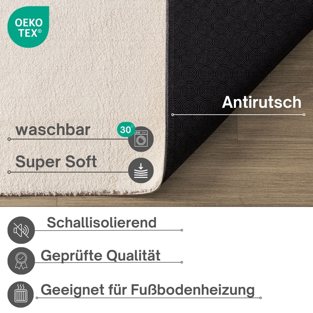 OTTO home Teppich »Arabell, Kunstfellteppich, Felloptik, waschbar,« rechteckig 16 mm Höhe flauschig, kuschelig, Anti-Rutsch-Unterseite, Wohnzimmer, Schlafzimmer