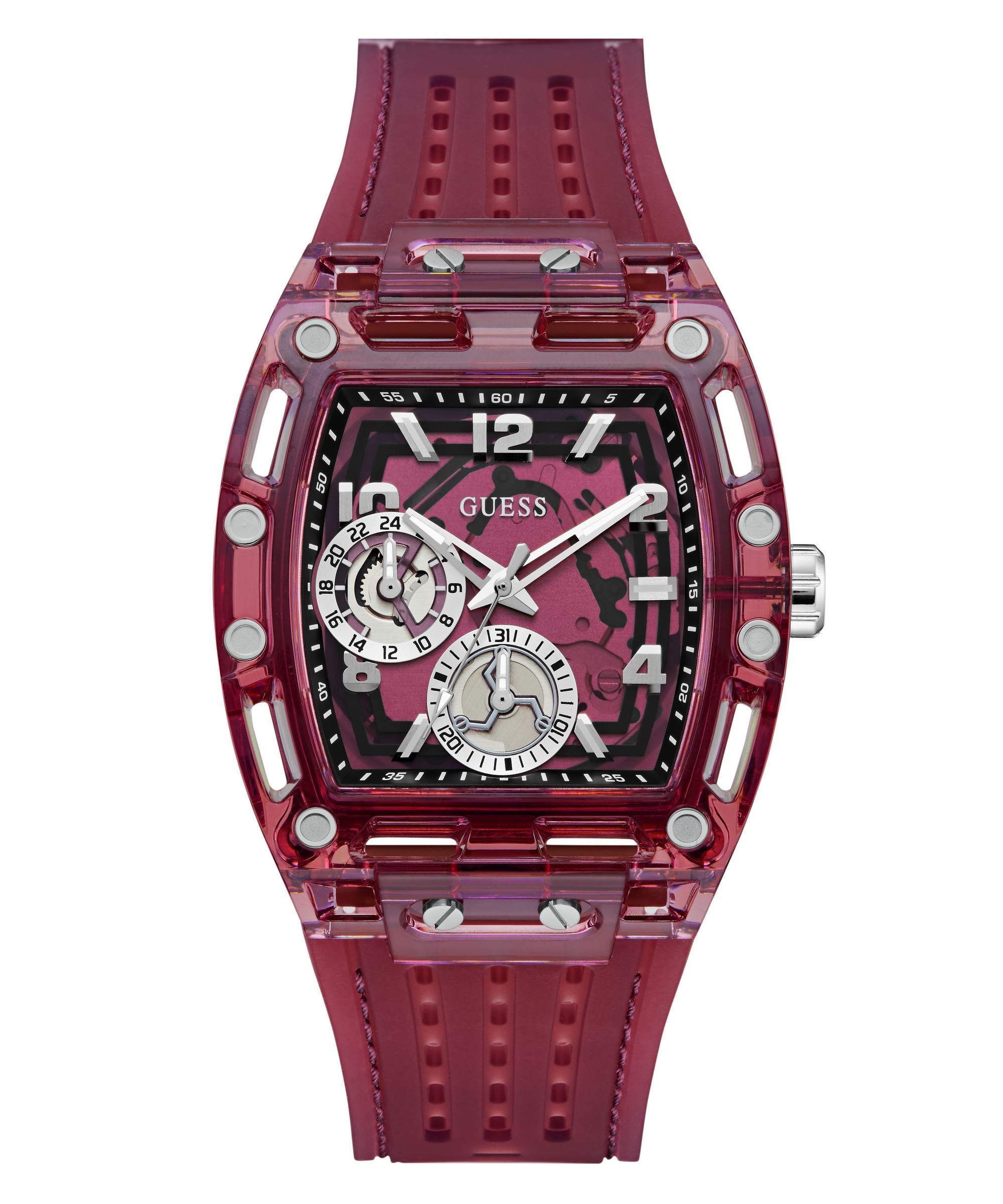 Guess Multifunktionsuhr »PHOENIX« Quarzuhr, Armbanduhr, Herrenuhr, Silikonarmband, analog, Wochentag