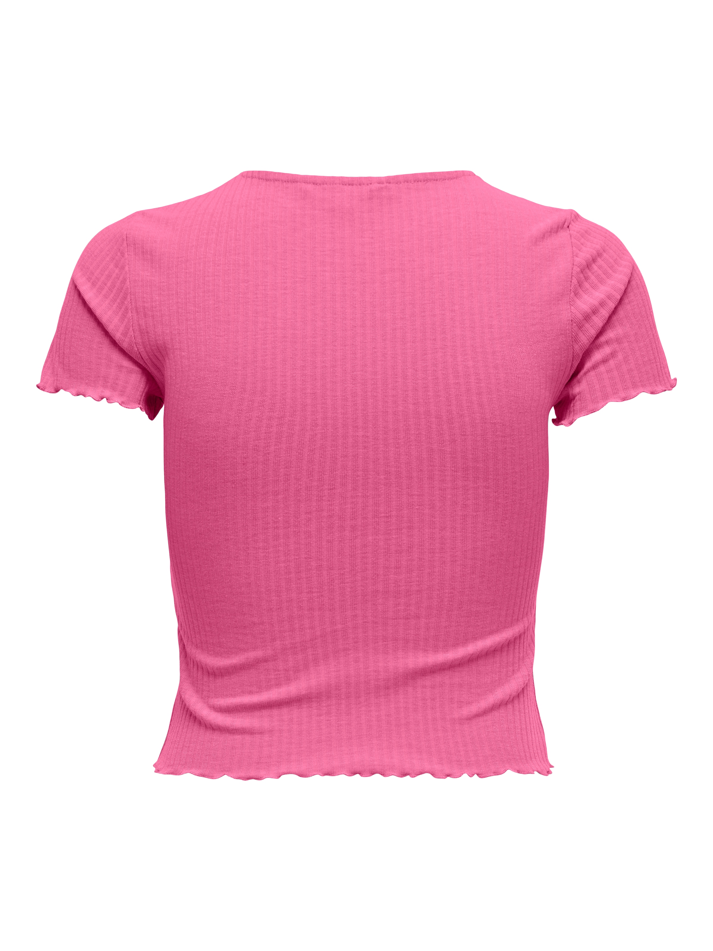 ONLY Rundhalsshirt »ONLEMMA S/S SHORT TOP NOOS JRS« Rundhals, modisch, regular fit, gewellter Abschluss, unifarben