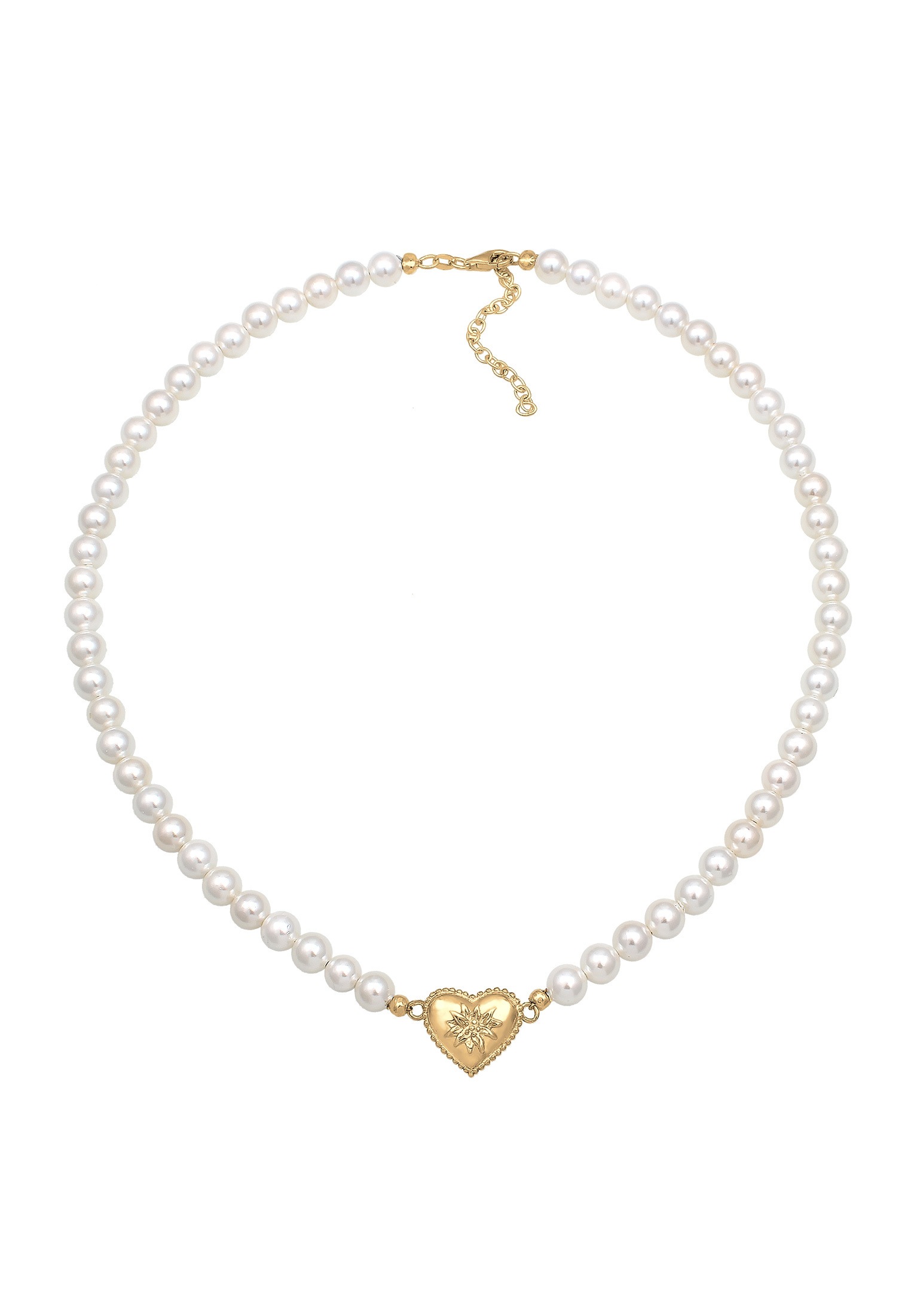 Elli Silberkette »Halskette Elli Halskette Choker Perle Herz Edelweiss 925 Silber«