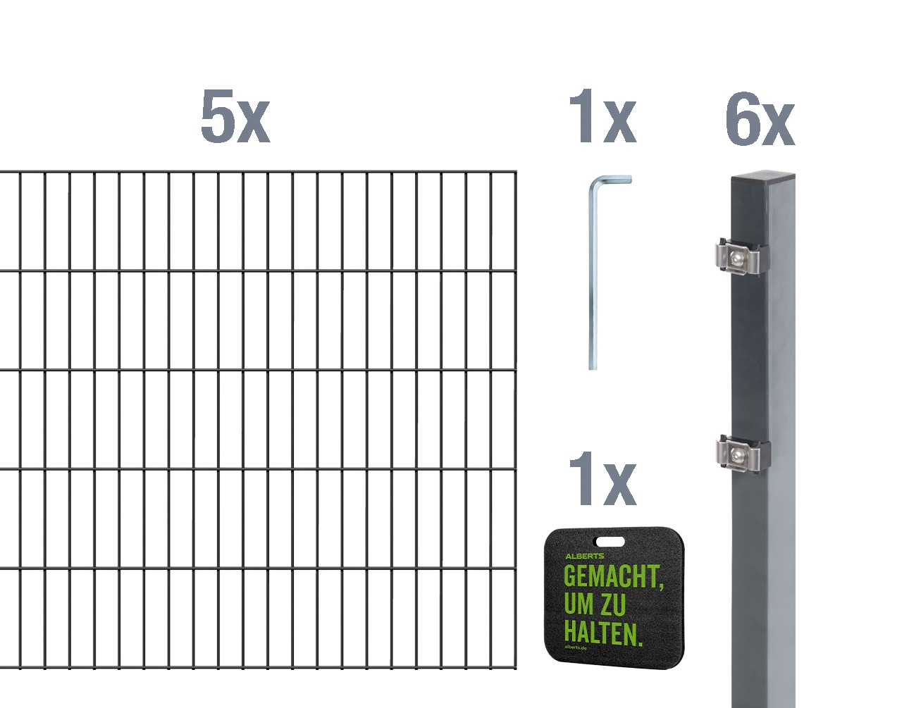 Alberts Doppelstabmattenzaun »Grundset«, Höhe: 80-160 cm, Gesamtlänge: 4-30 m, zum Einbetonieren