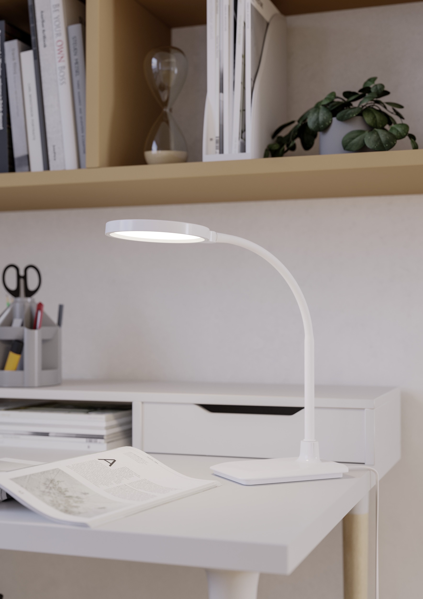 EGLO Tischleuchte »LAURO Tischlampe - Kunststoff - LED - 1X5,5W - IP20« LED-Modul 1 Stk. Kaltweiß | Neutralweiß | Warmweiß Nachttischlampe, Schreibtischleuchte, Leselampe, L33,5 x B14 x H36 cm