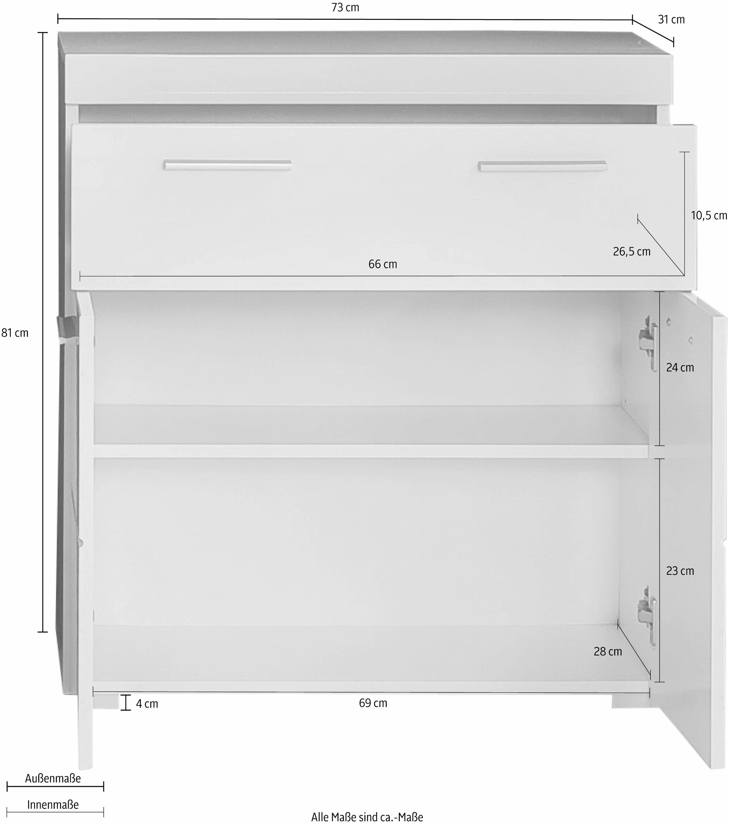 INOSIGN Unterschrank »Avena«, Breite 73 cm, Badezimmerschrank mit 1 großen Schubkasten und 2 Türen