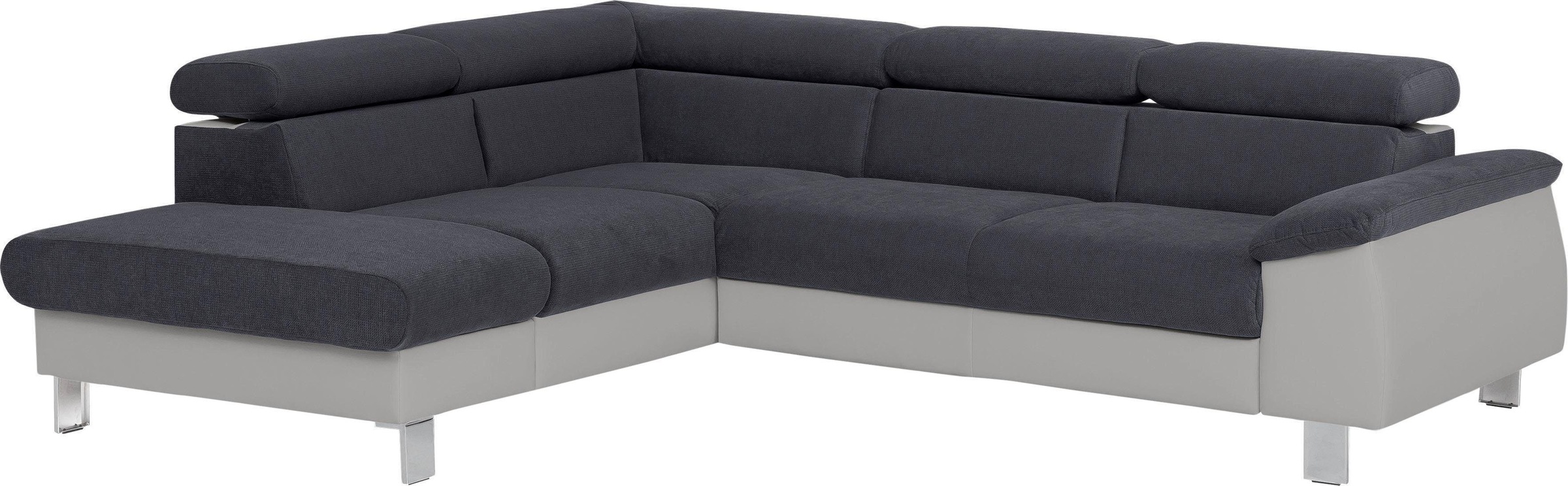 COTTA Polstergarnitur »Komaris L-Form, B: 249 bzw. 100 cm (Set: Ecksofa & Hocker)«, (Set), mit Kopfteilverstellung, optional Bettfunktion, Bettkasten & Licht