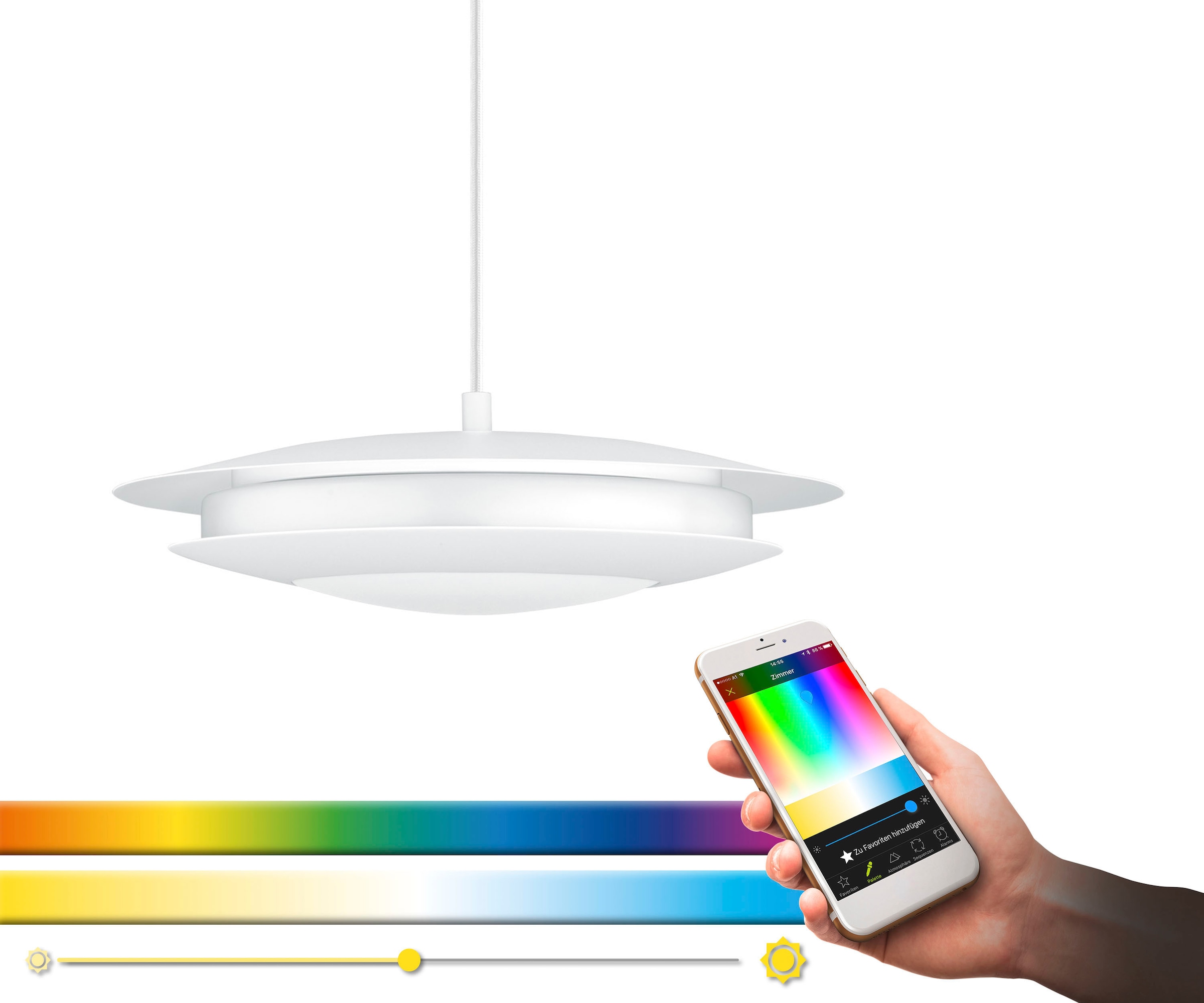 EGLO Pendelleuchte »MONEVA-C«, 1 flammig, Leuchtmittel LED-Board | LED fest integriert, Hängeleuchte, EGLO CONNECT, Steuerung über APP + Fernbedienung