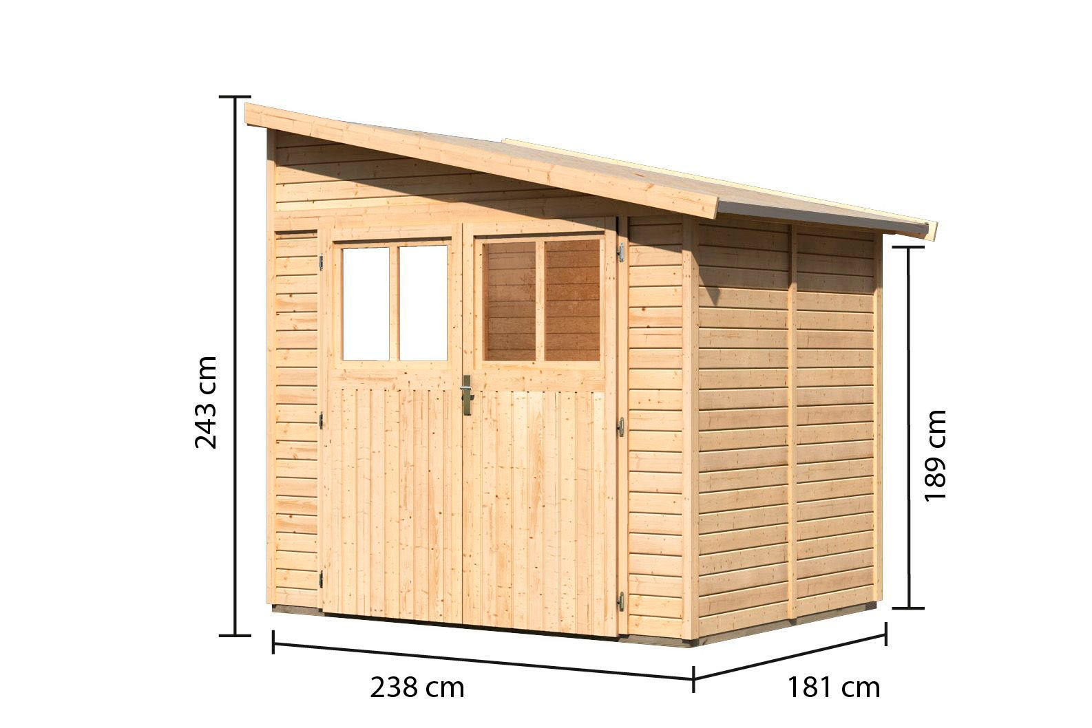 Karibu Gartenhaus »Bodensee 2« naturbelassen oder terragrau