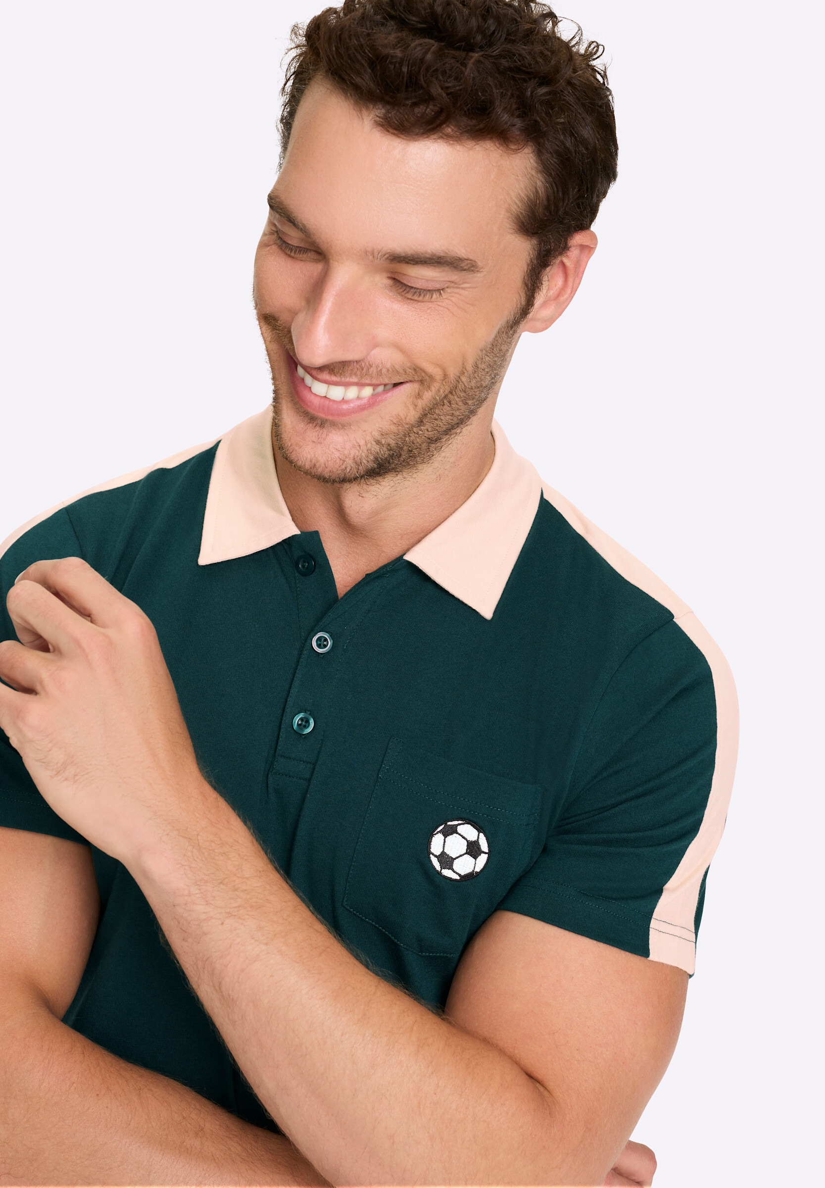 Witt T-Shirt »Kurzarm-Poloshirt Kurzarmshirt mit Fußball-Stickerei«
