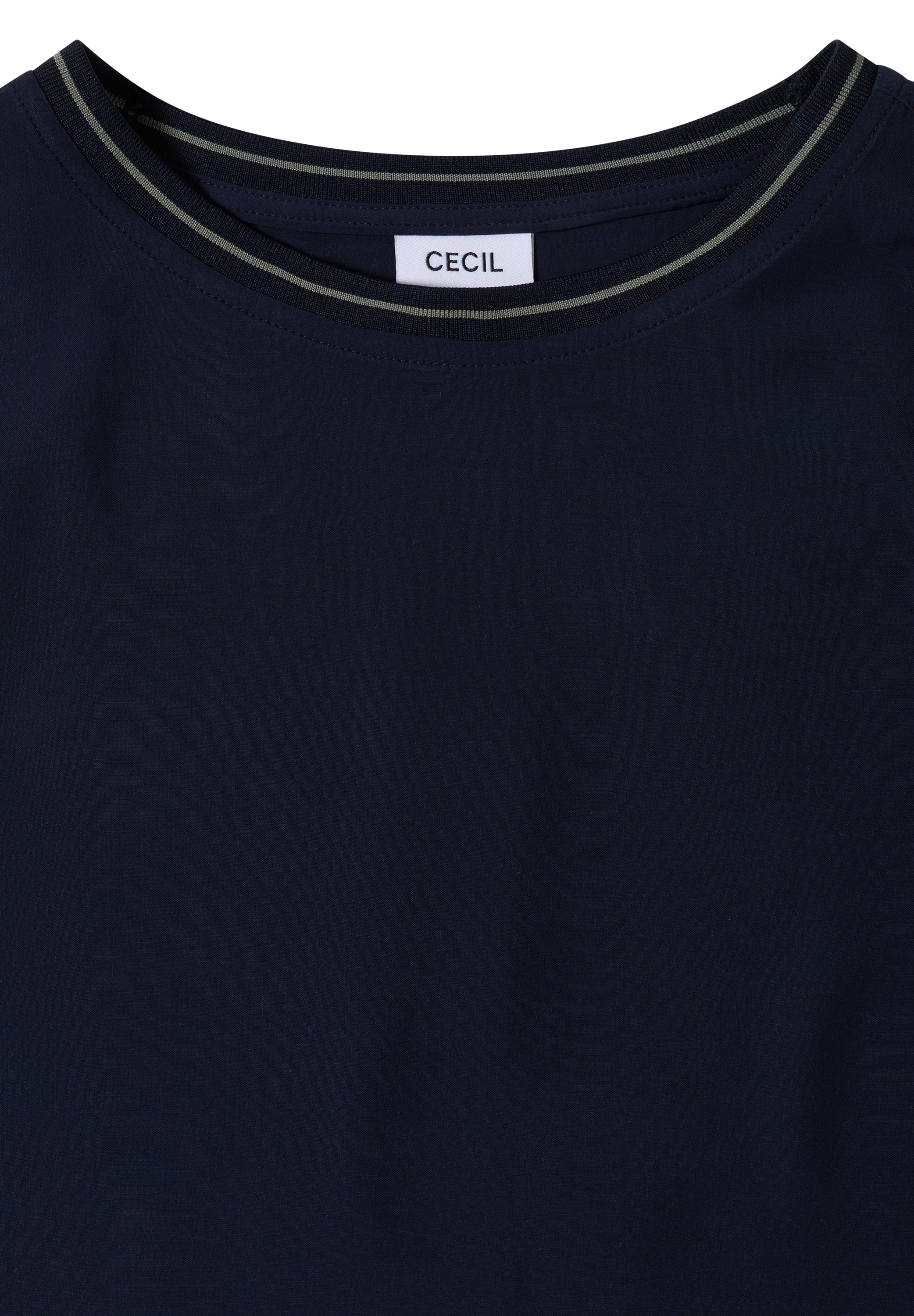 Cecil Shirtbluse Streifendetail am Ausschnitt, Viskosequalität
