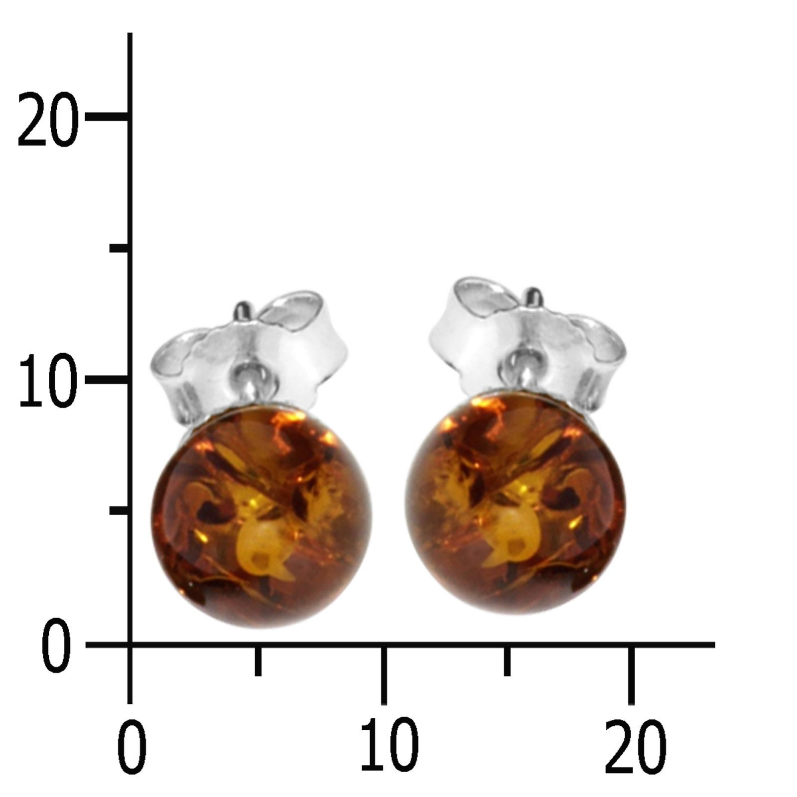 OSTSEE-SCHMUCK Paar Ohrstecker »- Klassisch 8 mm - Silber 925/000 - Bernstein«