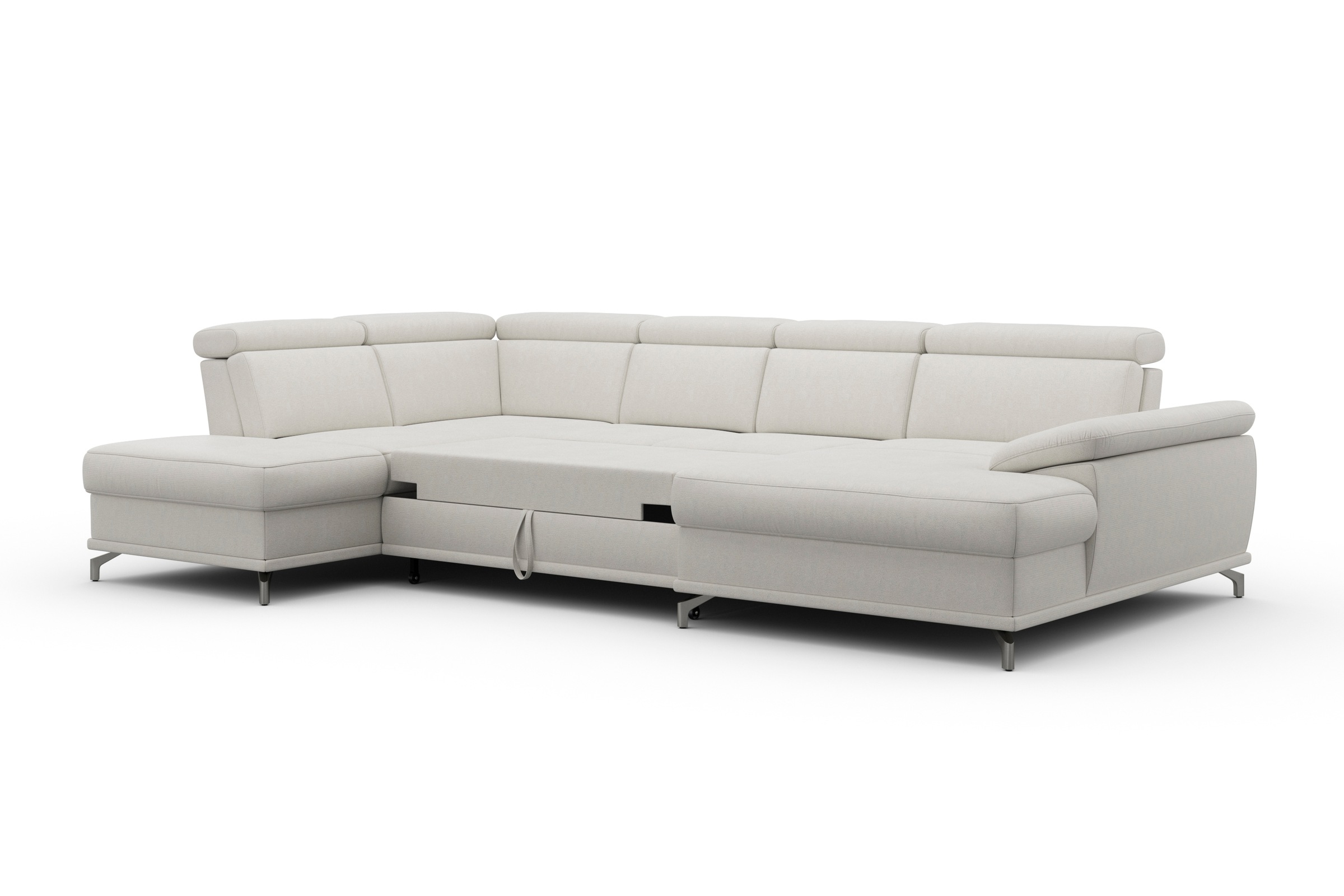sit&more Wohnlandschaft »Cabrio U-Form, B: 359 cm, mit Sitztiefen-, Arm- & Kopfteilverstellung«, 3 Nierenkissen, Federkern, optional Bettfunktion und Stauraum