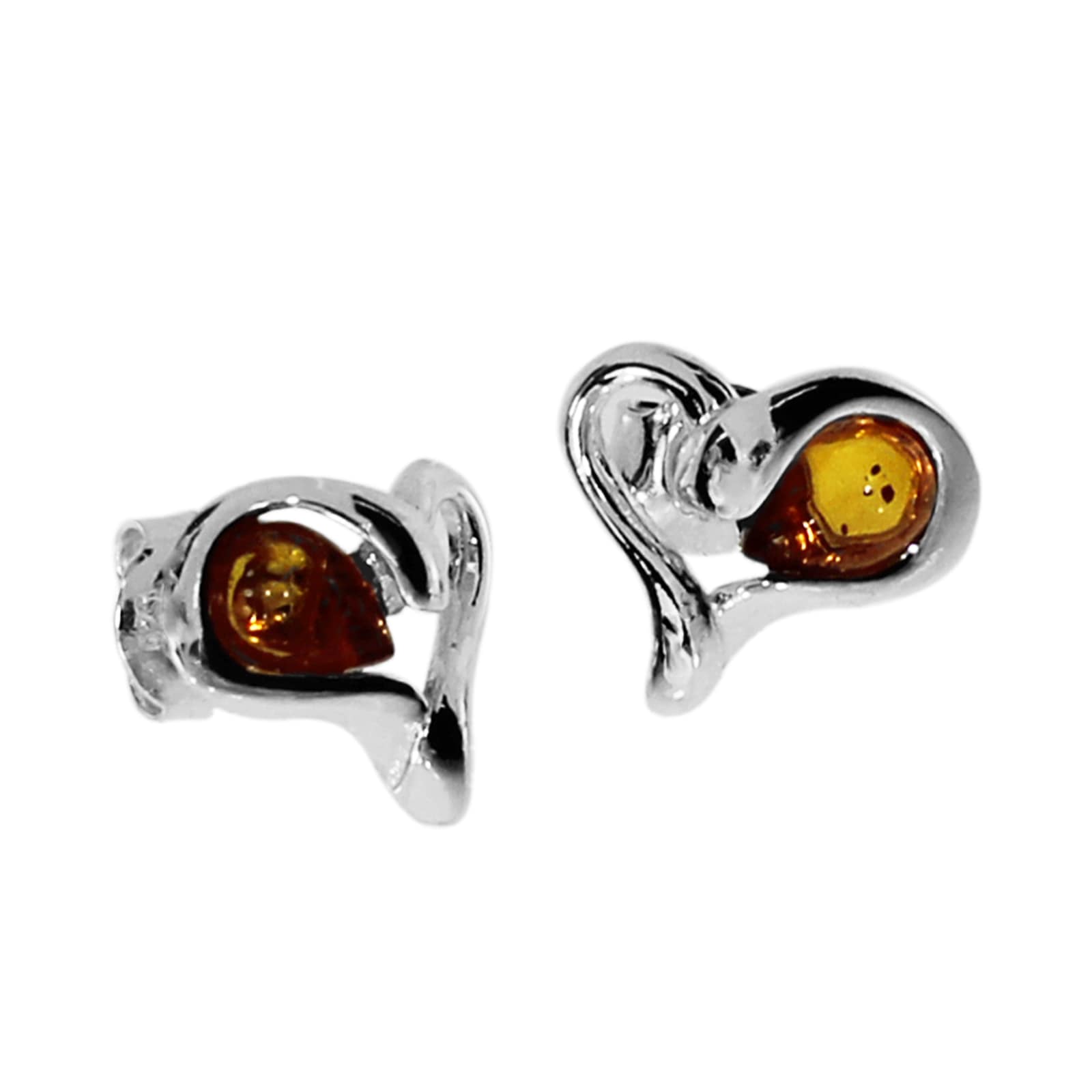 OSTSEE-SCHMUCK Paar Ohrstecker »- Herz - Silber 925/000 - Bernstein«